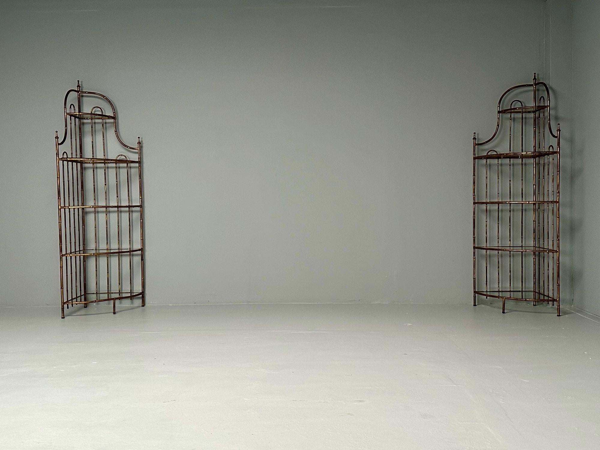 Maison Jansen, Hollywood Regency, Etageren, Messing-Kunststoff-Bambus, 1970er Jahre im Angebot 1