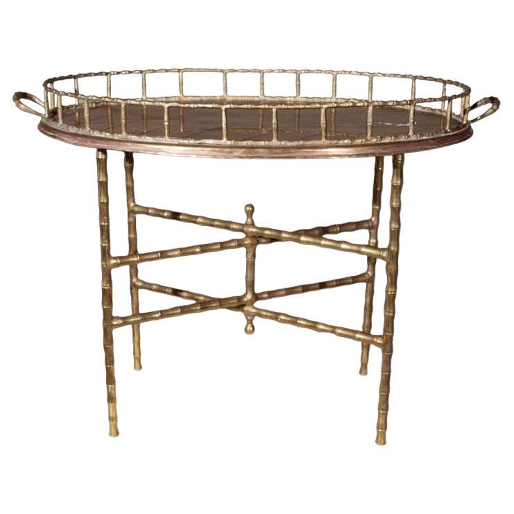 Maison Jansen, Hollywood Regency, Faux Bamboo, Brass, Tray Top Table