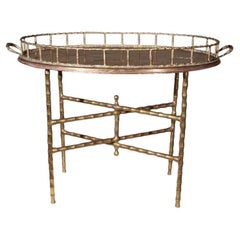 Maison Jansen, Hollywood Regency, Faux Bamboo, Brass, Tray Top Table, 1950s