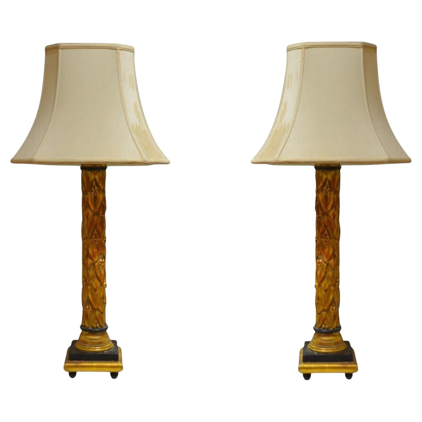 Maison Jansen, Hollywood Regency, Giltwood, Table Lamps, France, 1950s