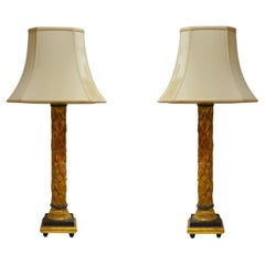 Maison Jansen, Hollywood Regency, Giltwood, Table Lamps, France, 1950s