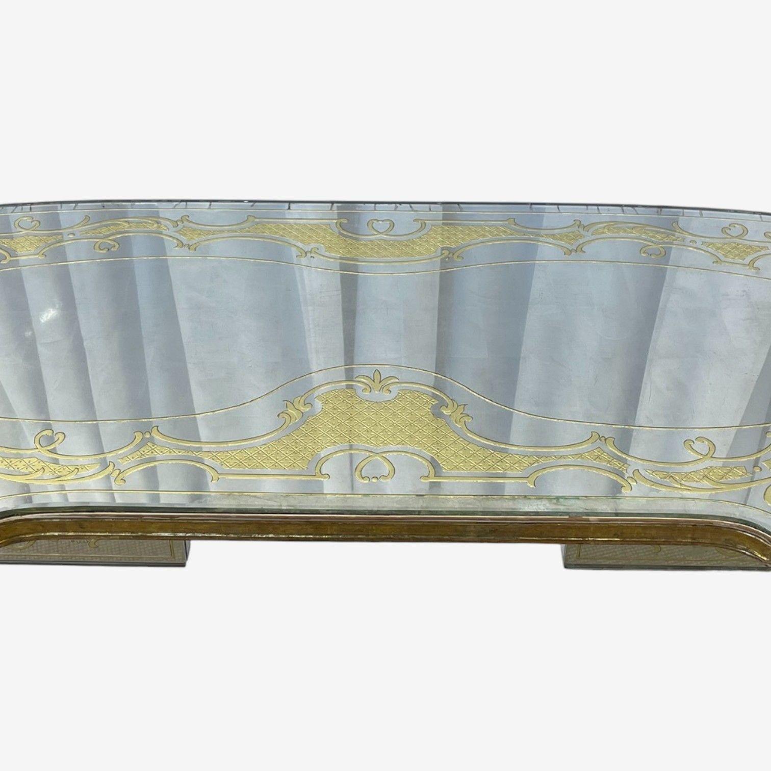 Maison Jansen, Hollywood Regency, Vanité, verre églomisé, feuille d'argent, 20e C. Bon état - En vente à Manhasset, NY
