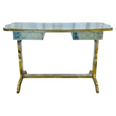 Maison Jansen, Hollywood Regency, tocador, cristal eglomise, pan de plata, S. XX