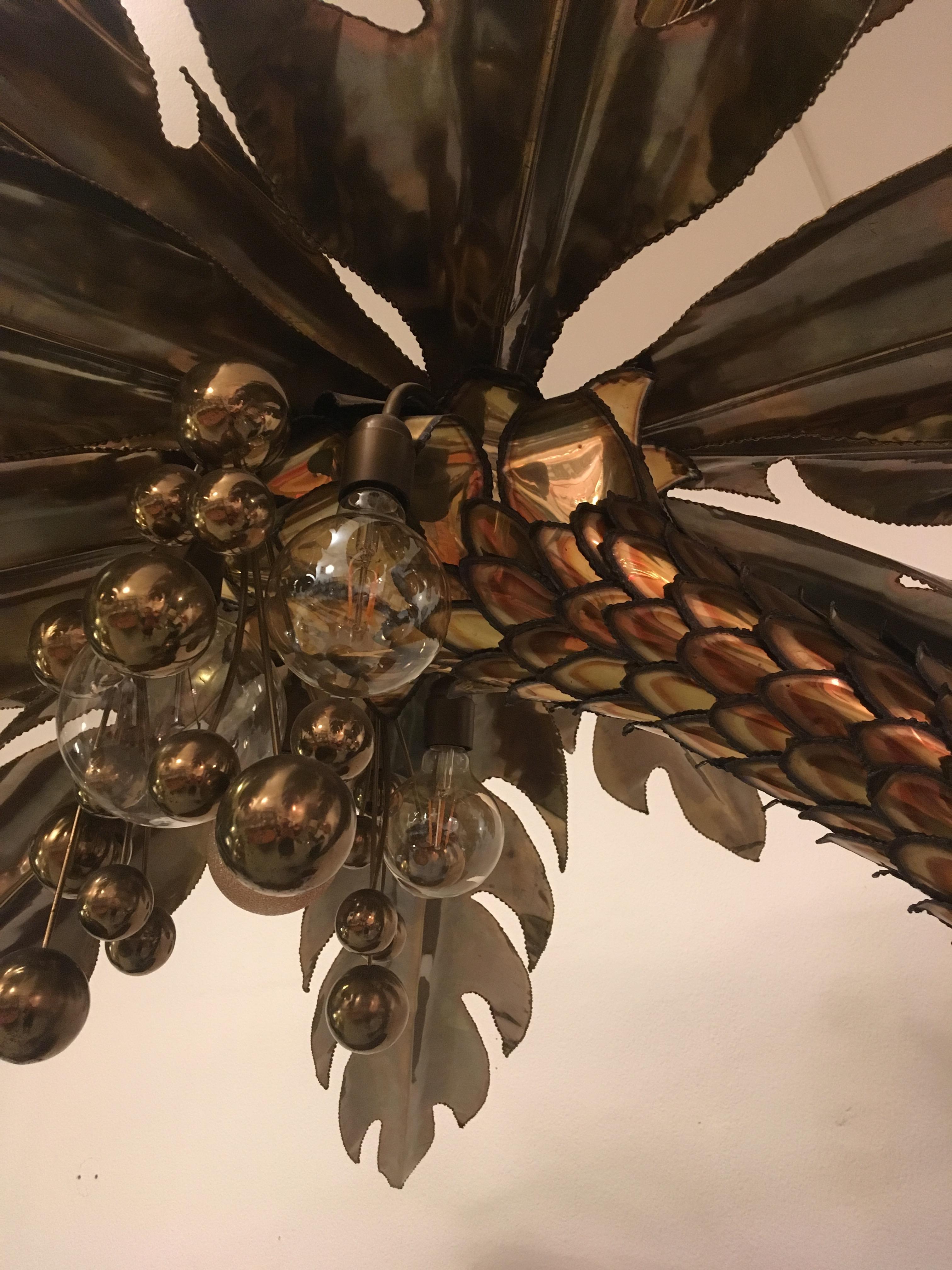 Late 20th Century Maison Jansen Huge Palm Tree Floor Lamp
