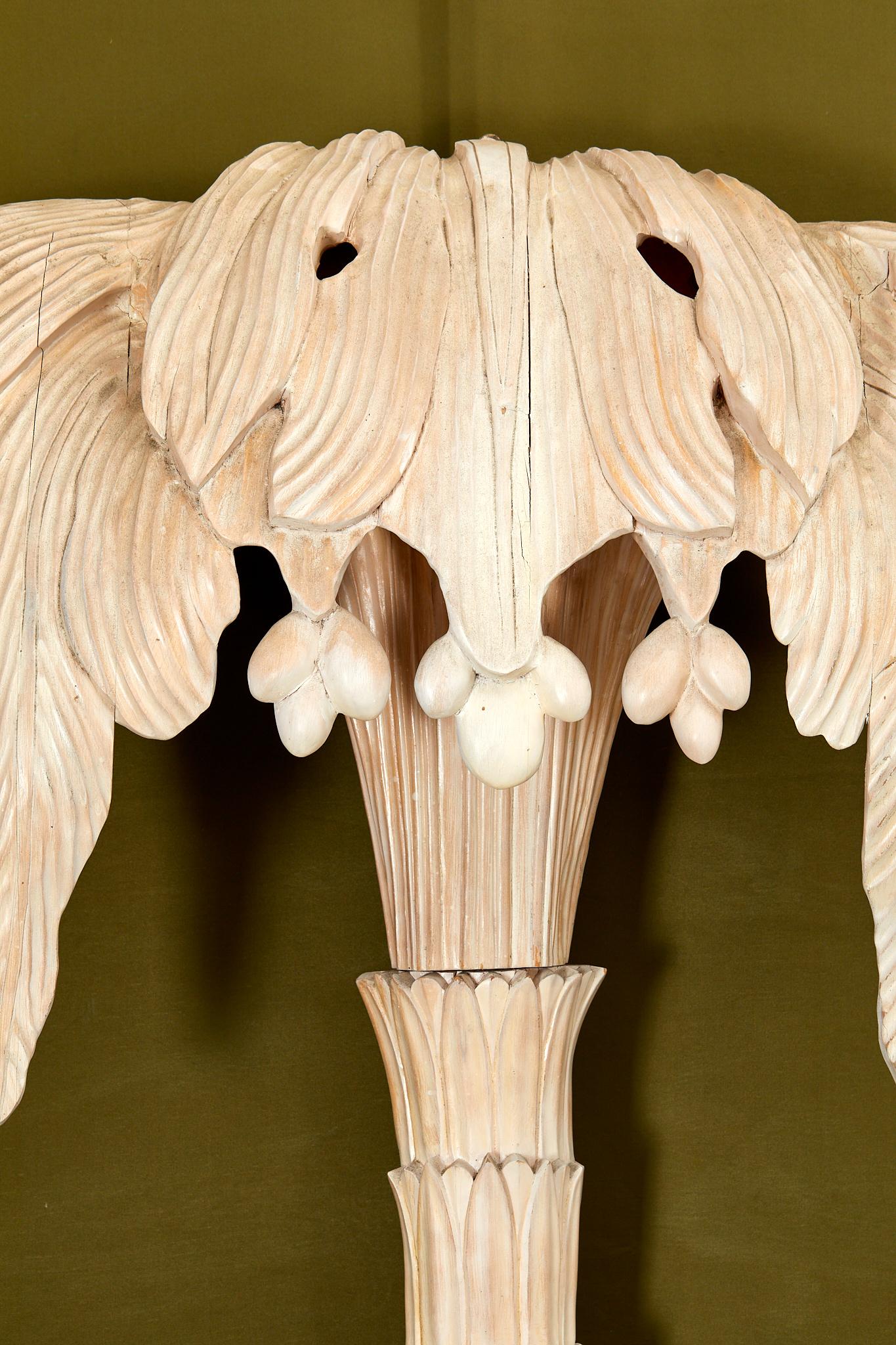 French Maison Jansen, important wood sculpted sconce, circa 1960, France.