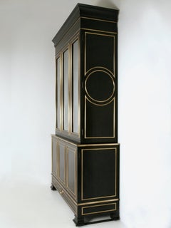 Maison Jansen Inspired Ebonized Louis XVI Style Bookcase Bronze Trim in Any Size