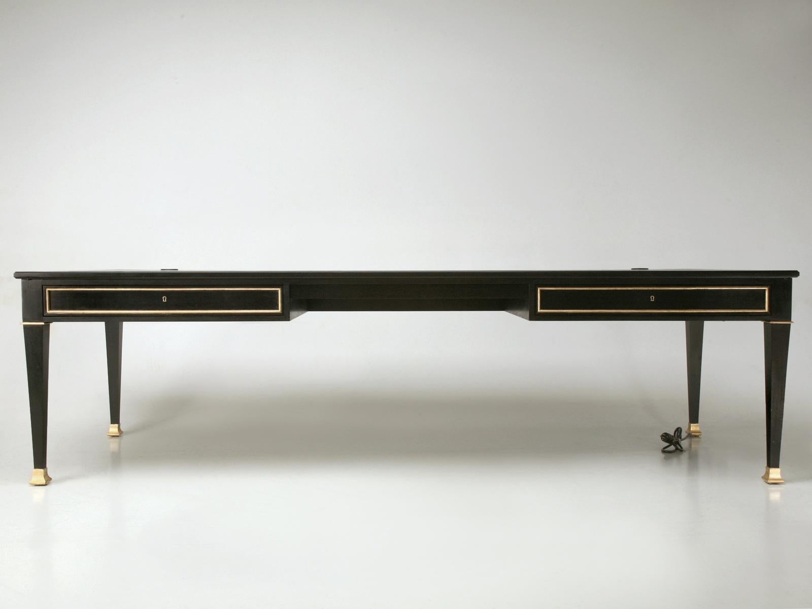 American Maison Jansen Inspired French Louis XVI Ebonized Desk Available in Any Dimension For Sale