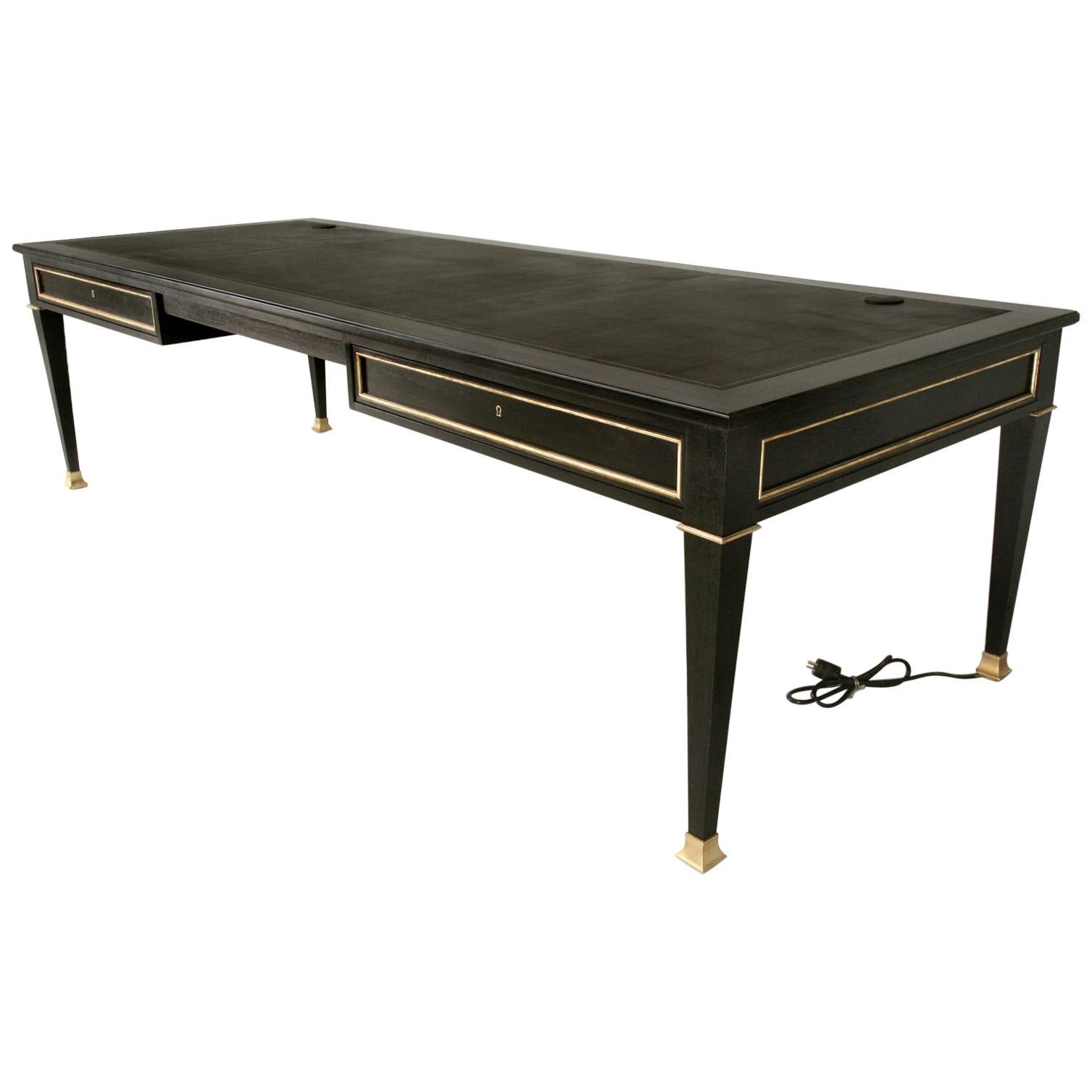 Maison Jansen Inspired French Louis XVI Ebonized Desk Available in Any Dimension For Sale