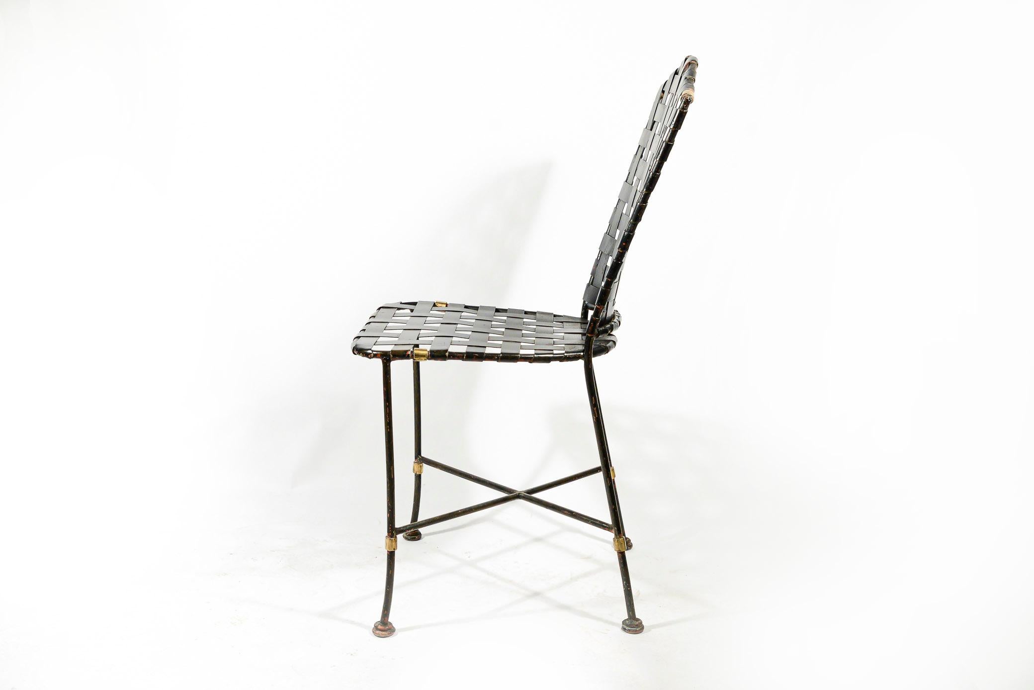 Maison Jansen, Set of two chairs and a table, iron, circa 1970, France For Sale 1