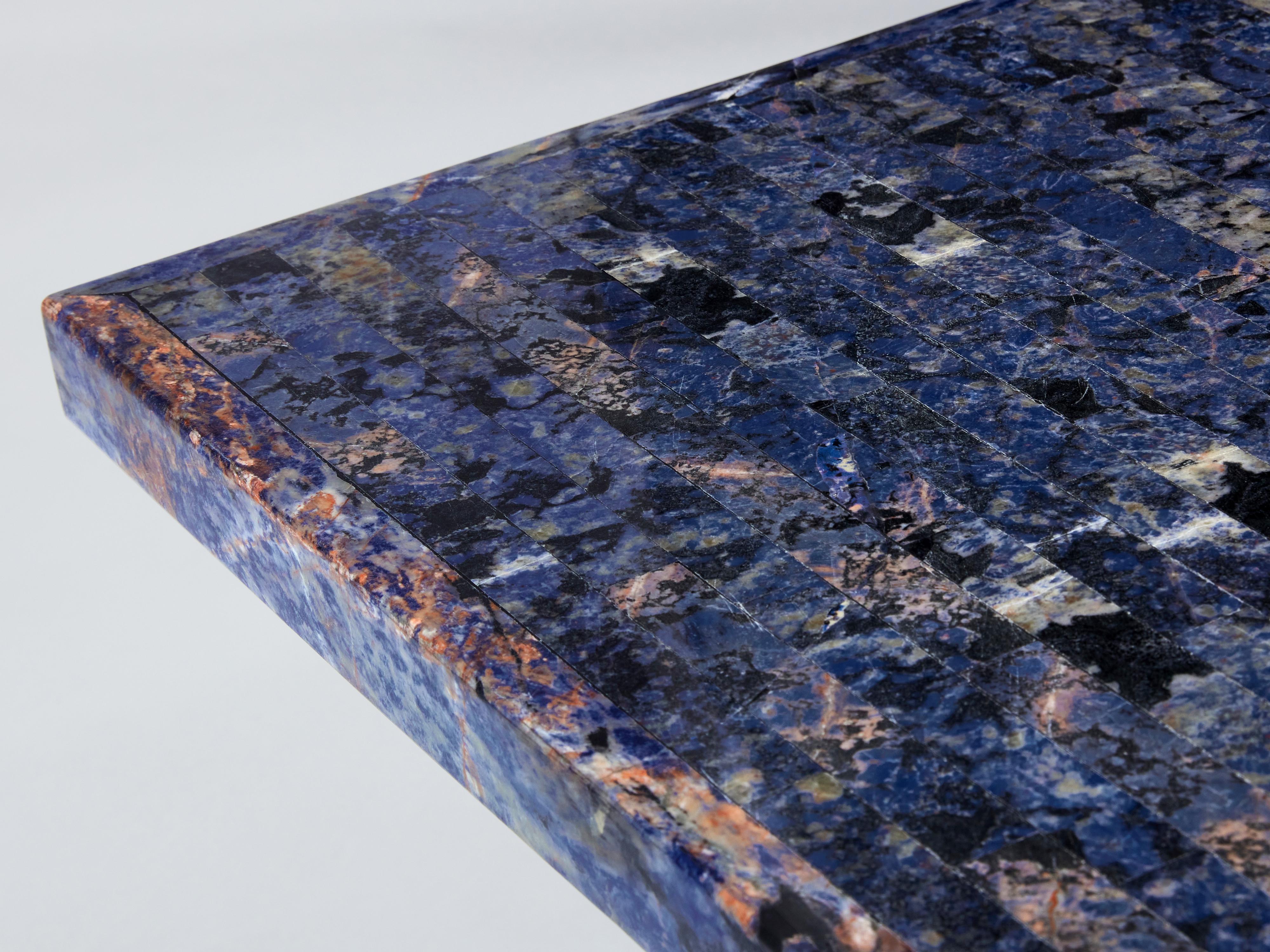 Maison Jansen attr. Table basse marquetée lapis-lazuli 1970 Bon état - En vente à Paris, IDF