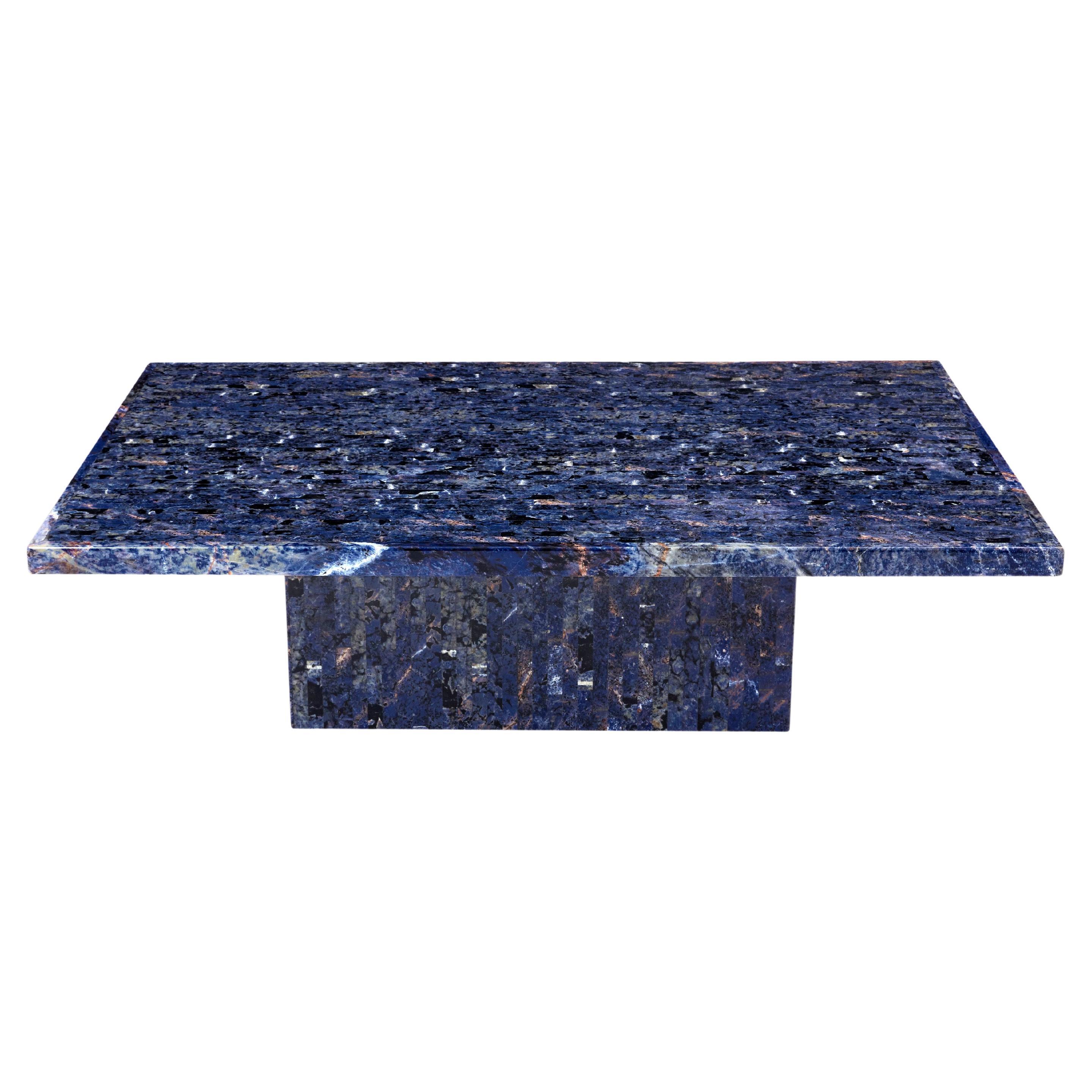 Maison Jansen attr. Table basse marquetée lapis-lazuli 1970 en vente