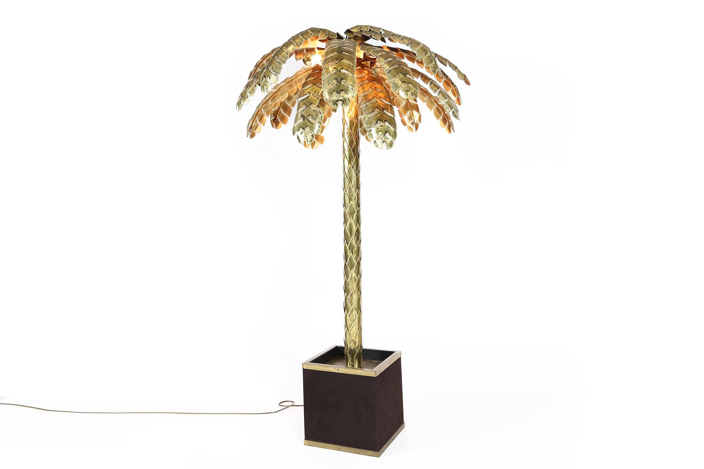 Maison Jansen Large Brass Palm Tree Floor Lamp 1970s For Sale At