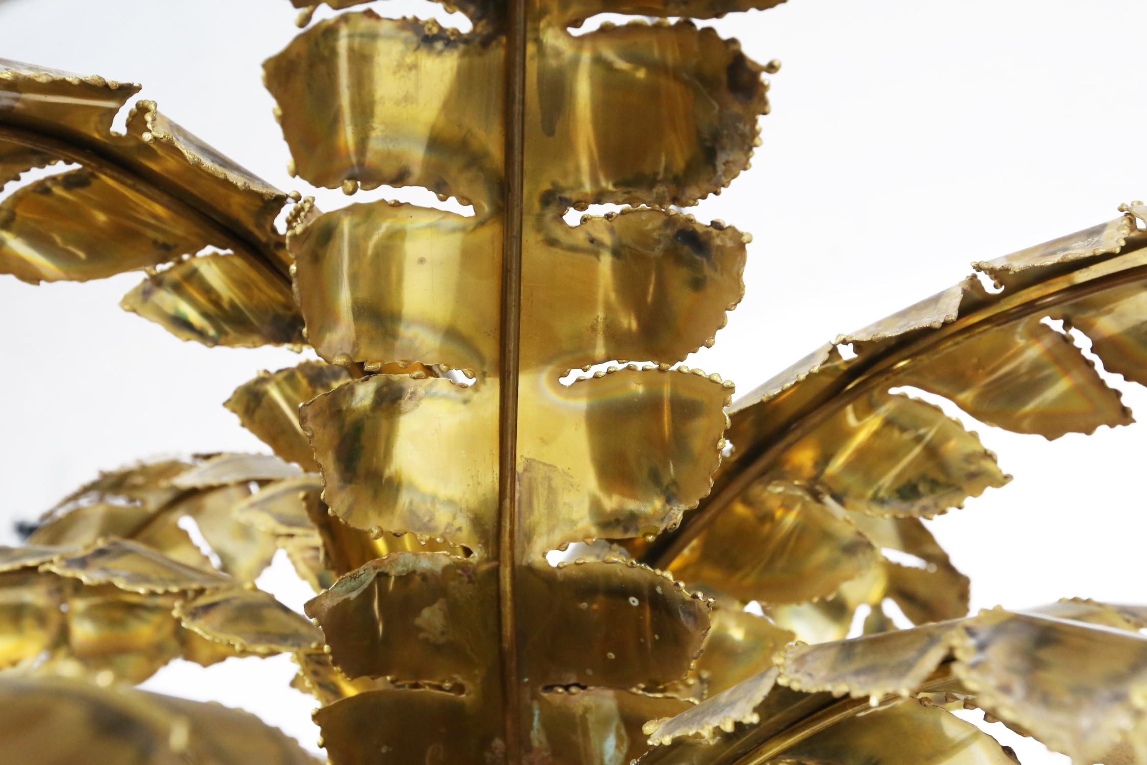 Large Brass Palm Tree Floor Lamp, 1970s 2
