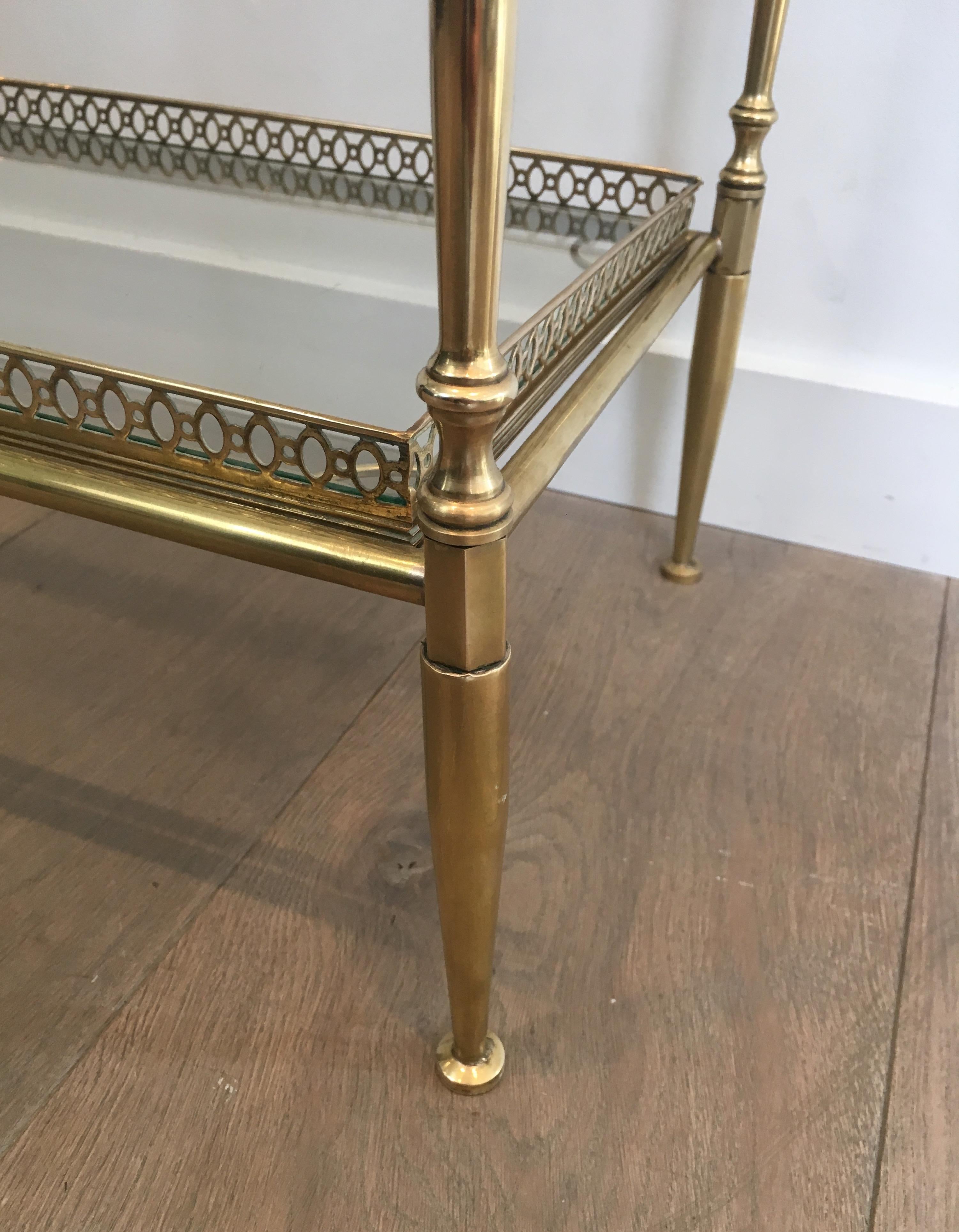 Maison Jansen, Large Pair of Neoclassical Style Brass Side Tables with Removable 7