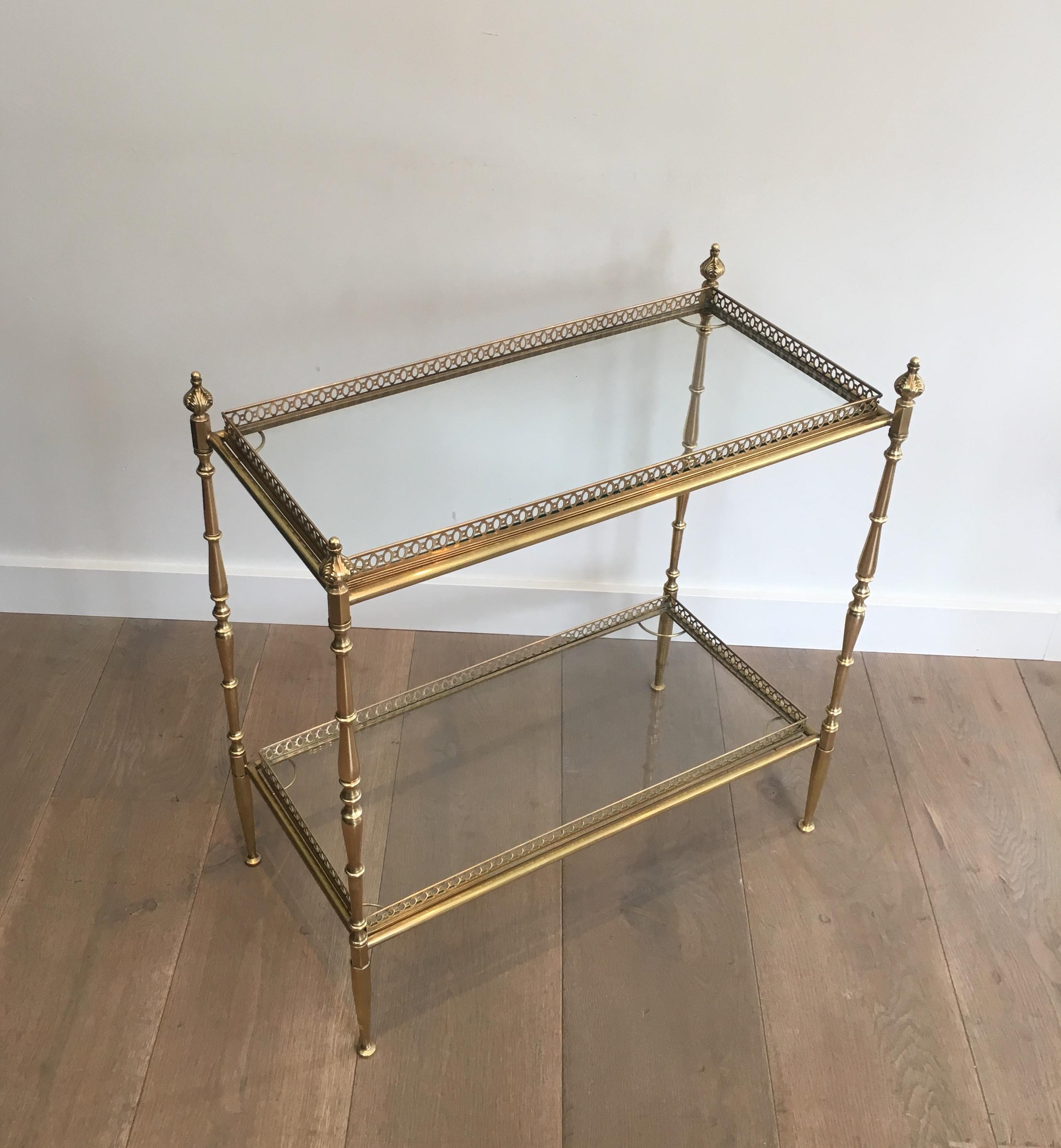 Maison Jansen, Large Pair of Neoclassical Style Brass Side Tables with Removable 2