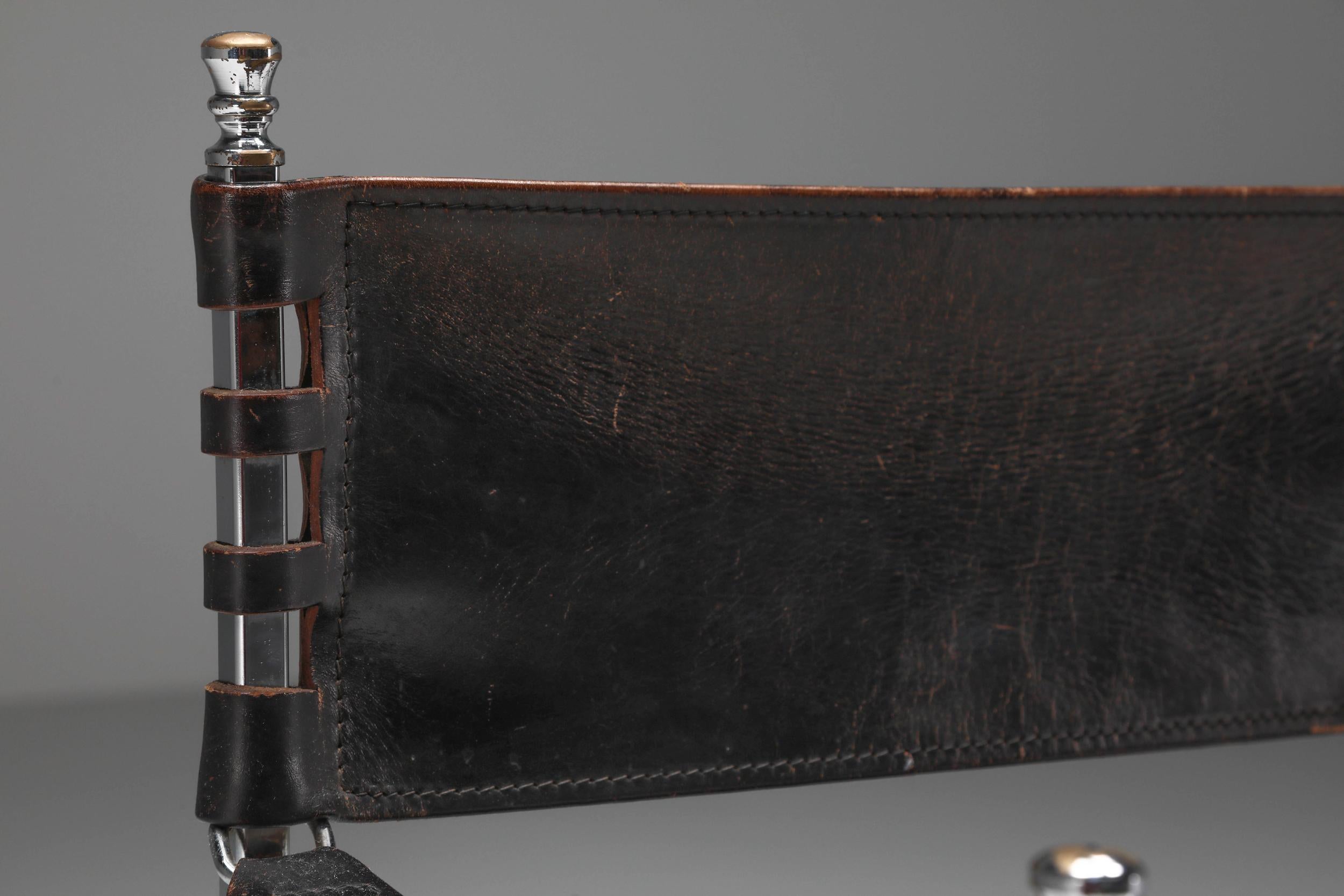Maison Jansen Leather and Chrome 