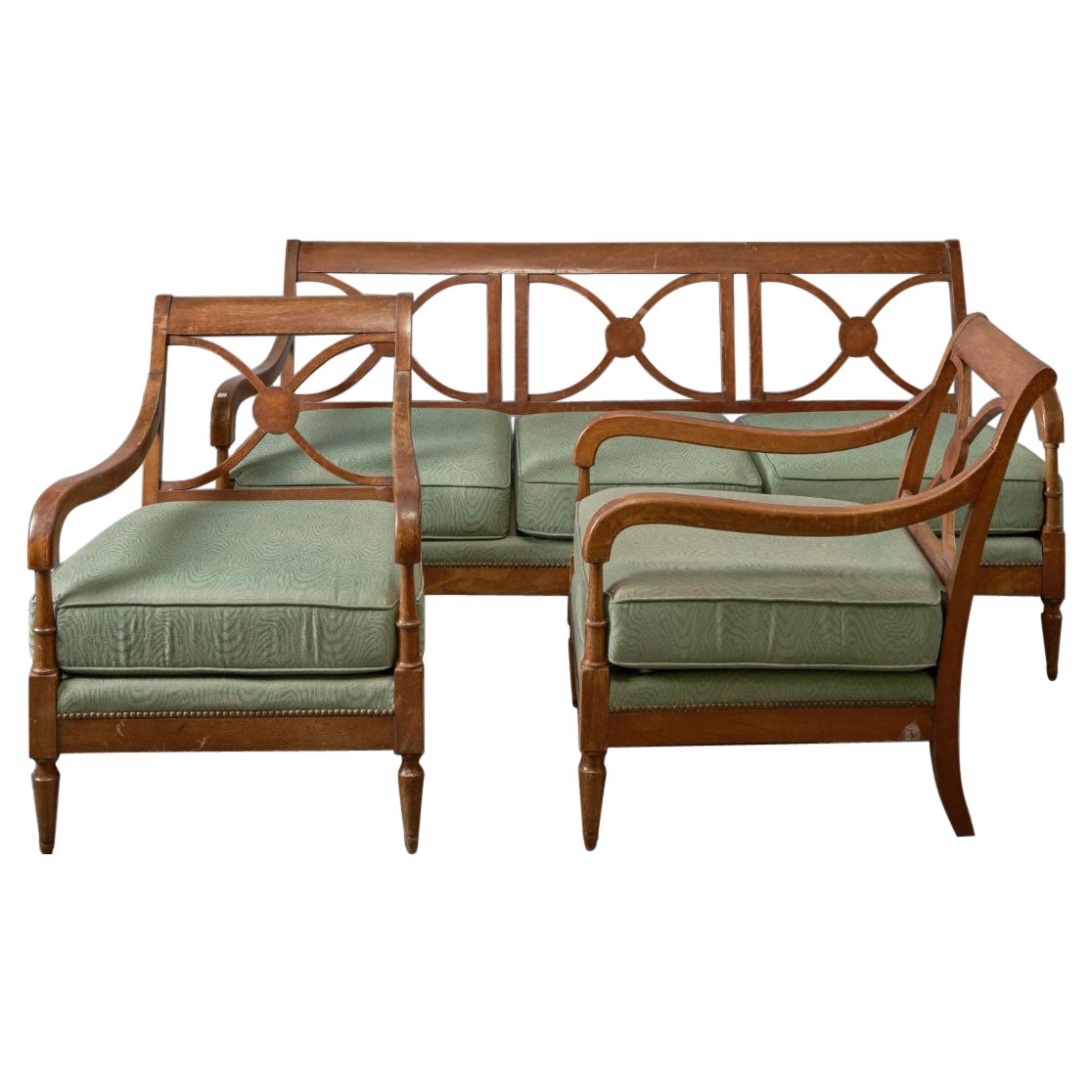 Maison Jansen, Conjunto de salón que incluye un sofá y 2 sillones, hacia 1940 en venta