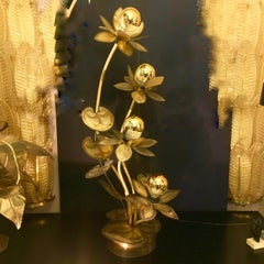 Lampe en laiton Fleur de lotus:: 1970