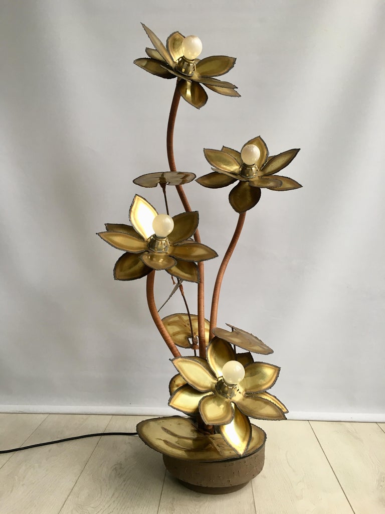 Maison Jansen Lotus Flower Lamp For Sale at 1stdibs
