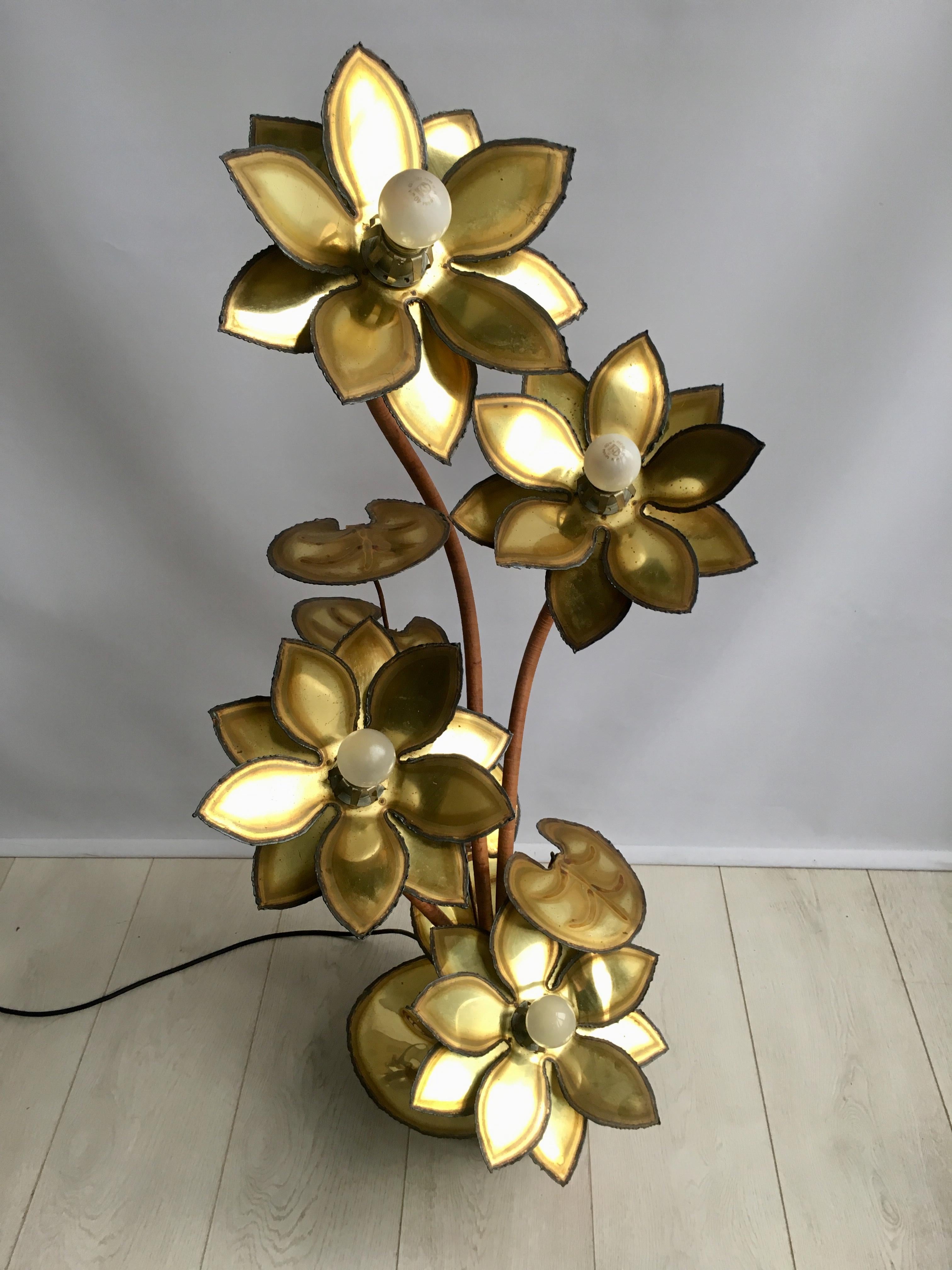 Lampada con fiore di loto della Maison Jansen in vendita 2