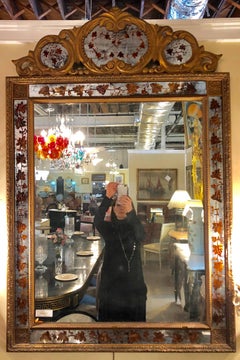 Maison Jansen Louis XV Style Gilt and Églomisé Wall or Console Mirror