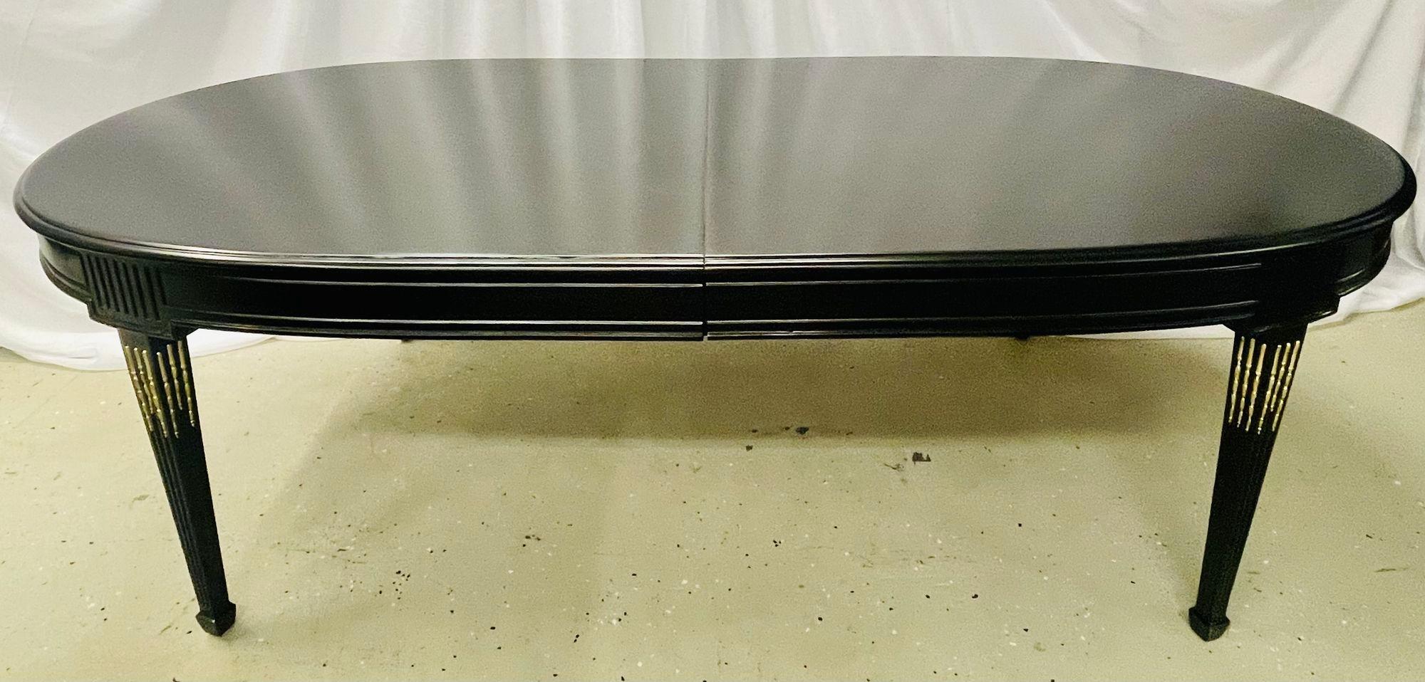 Maison Jansen Mesa de comedor Luis XVI, Conferencia, Ébano, Bronce, Francesa, Años 30 en venta 5