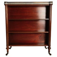 Maison Jansen Louis XVI Style Double Sided Bookcase in Mahogany, Brass & Marble