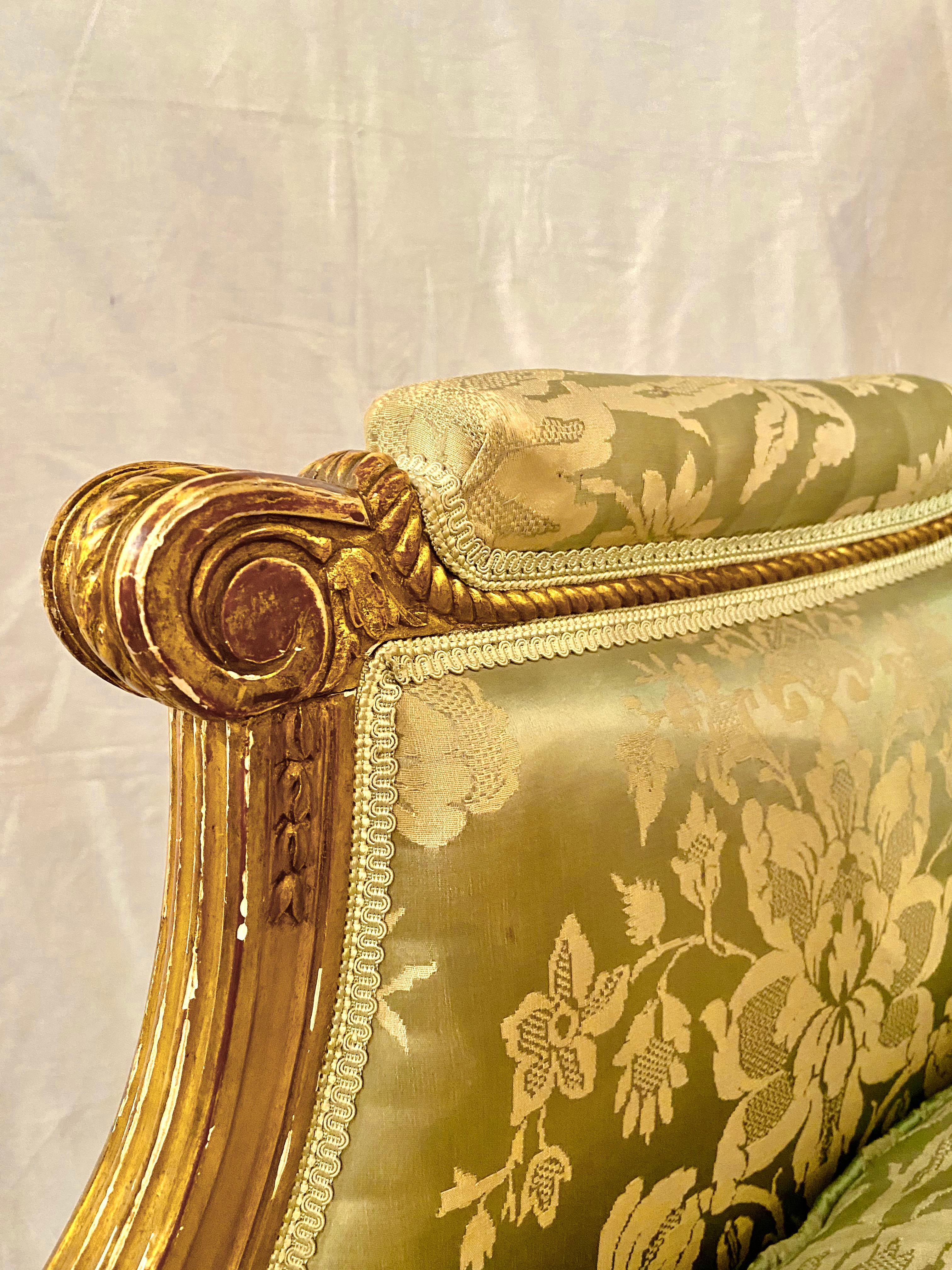 Maison Jansen Louis XVI Style Giltwood Bergère Armchair 12