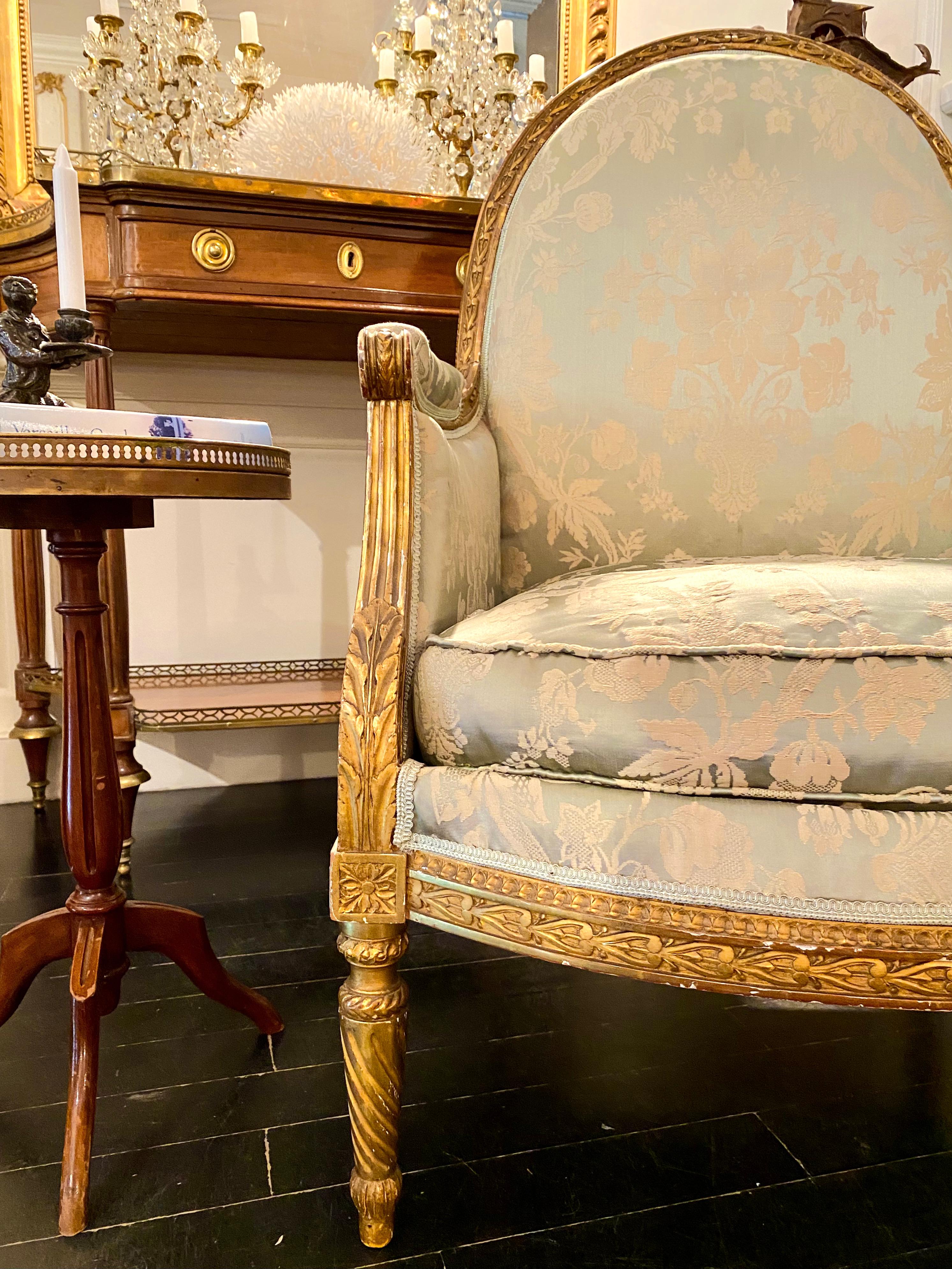 Maison Jansen Louis XVI Style Giltwood Bergère Armchair 1