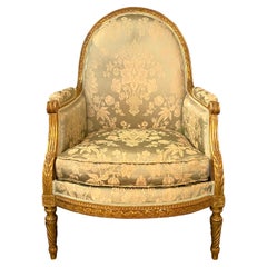 Maison Jansen Louis XVI Style Giltwood Bergère Armchair