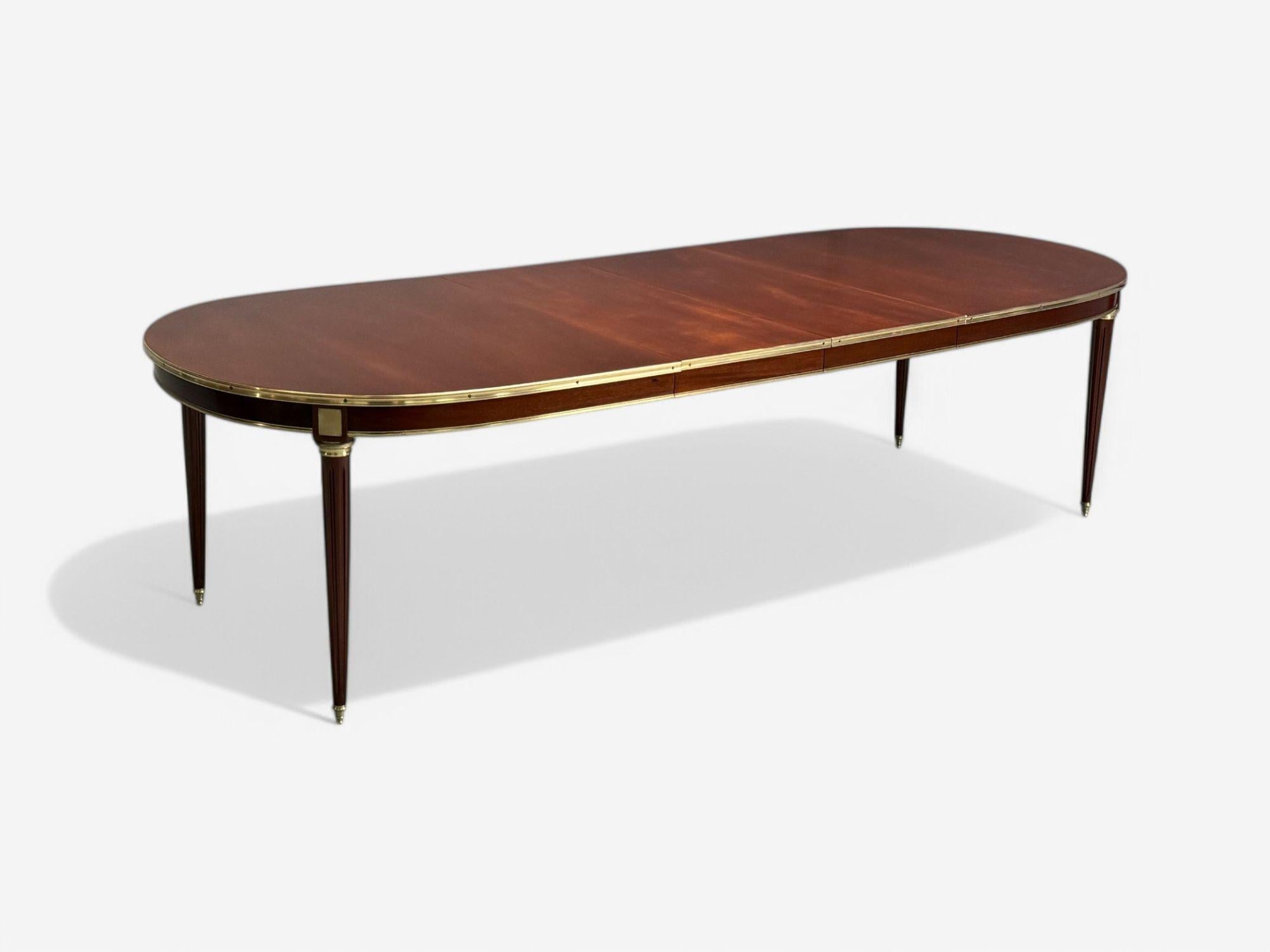 Bronze Maison Jansen, style Louis XVI, acajou, bronze, table de salle à manger, France, années 1920 en vente
