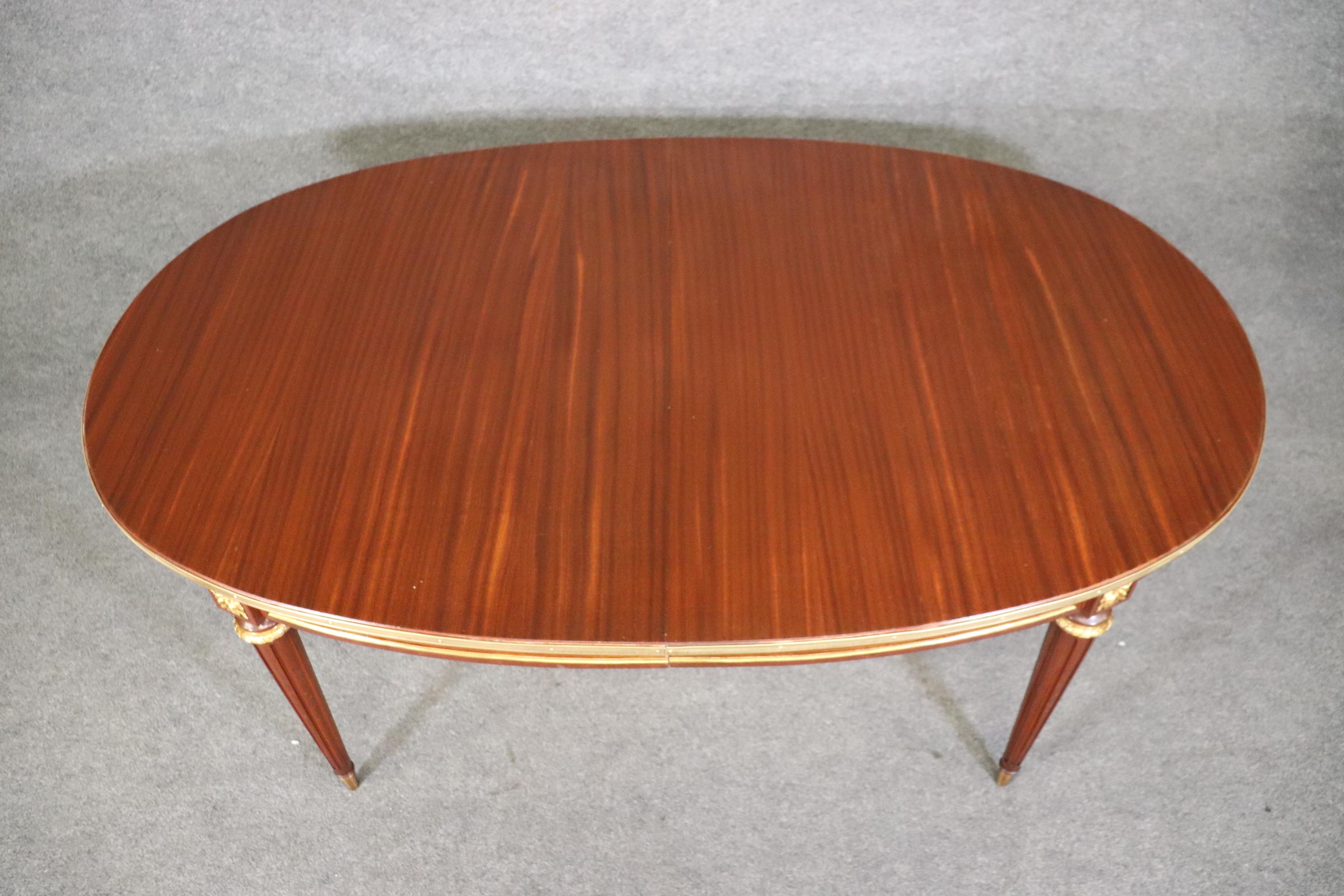 20th Century Maison Jansen Louis XVI Style Mahogany Dining Table With Two Leaves  For Sale