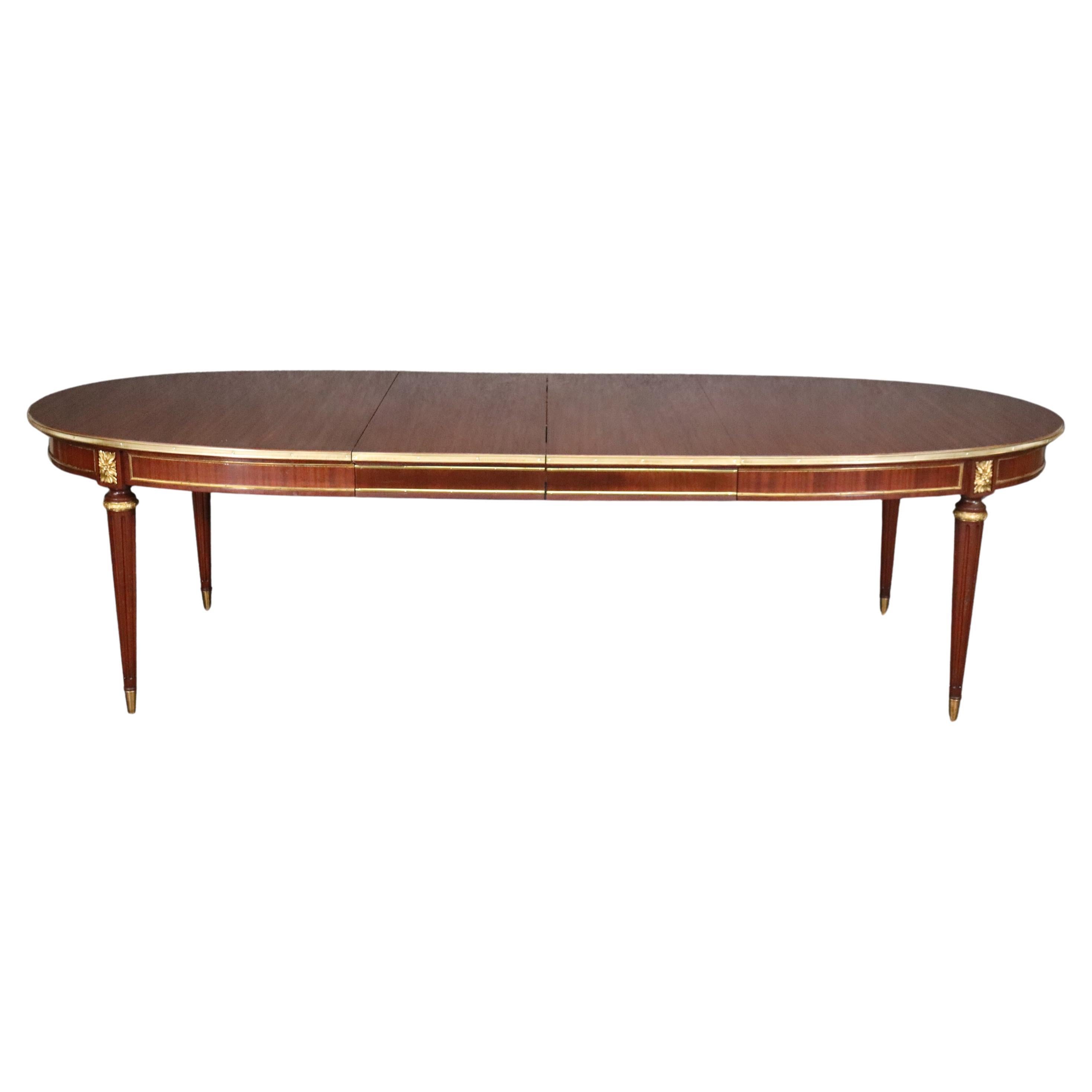 Maison Jansen Louis XVI Style Mahogany Dining Table With Two Leaves  For Sale