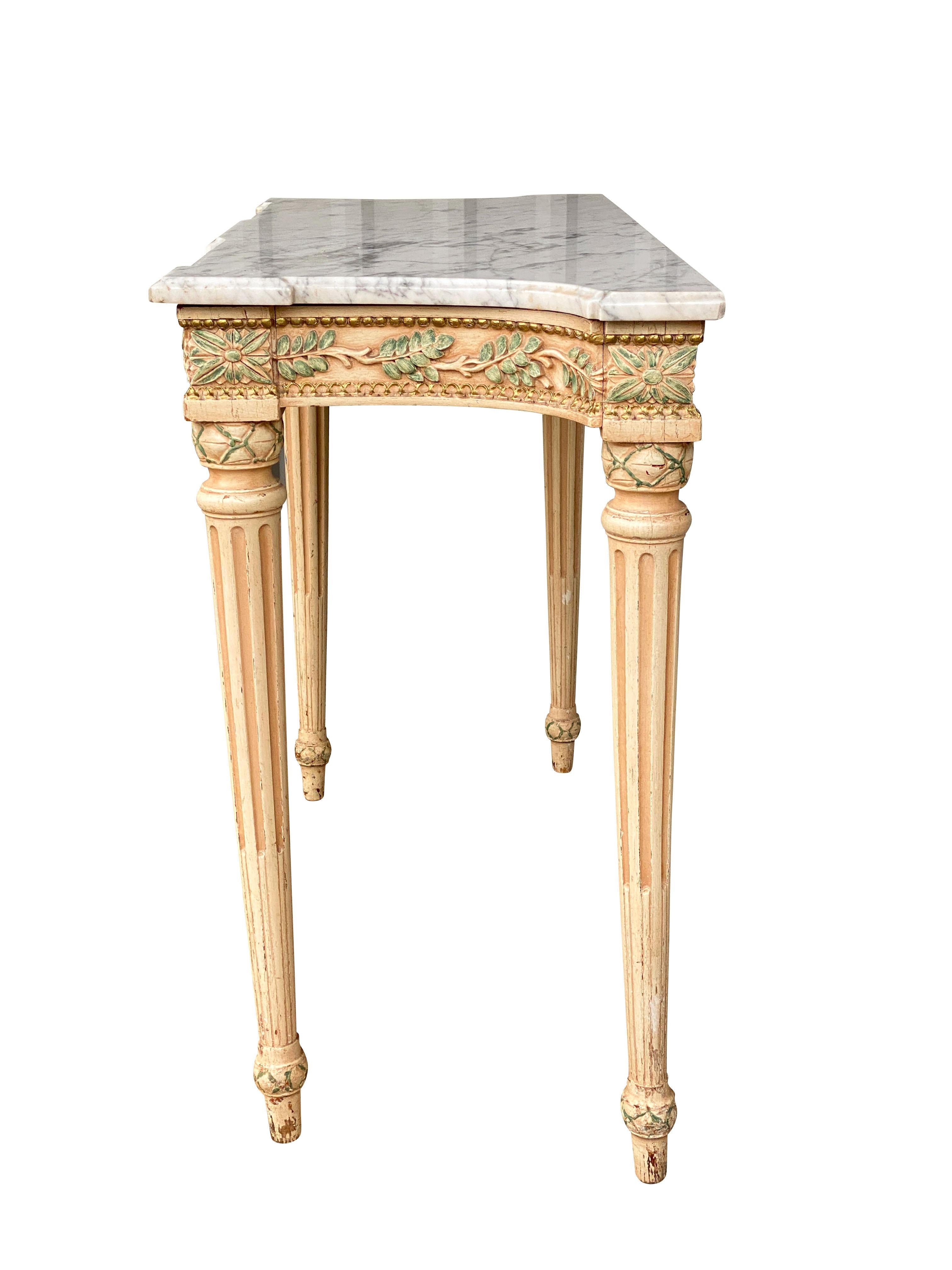 French Maison Jansen Louis XVI Style Marble-Top Console Table