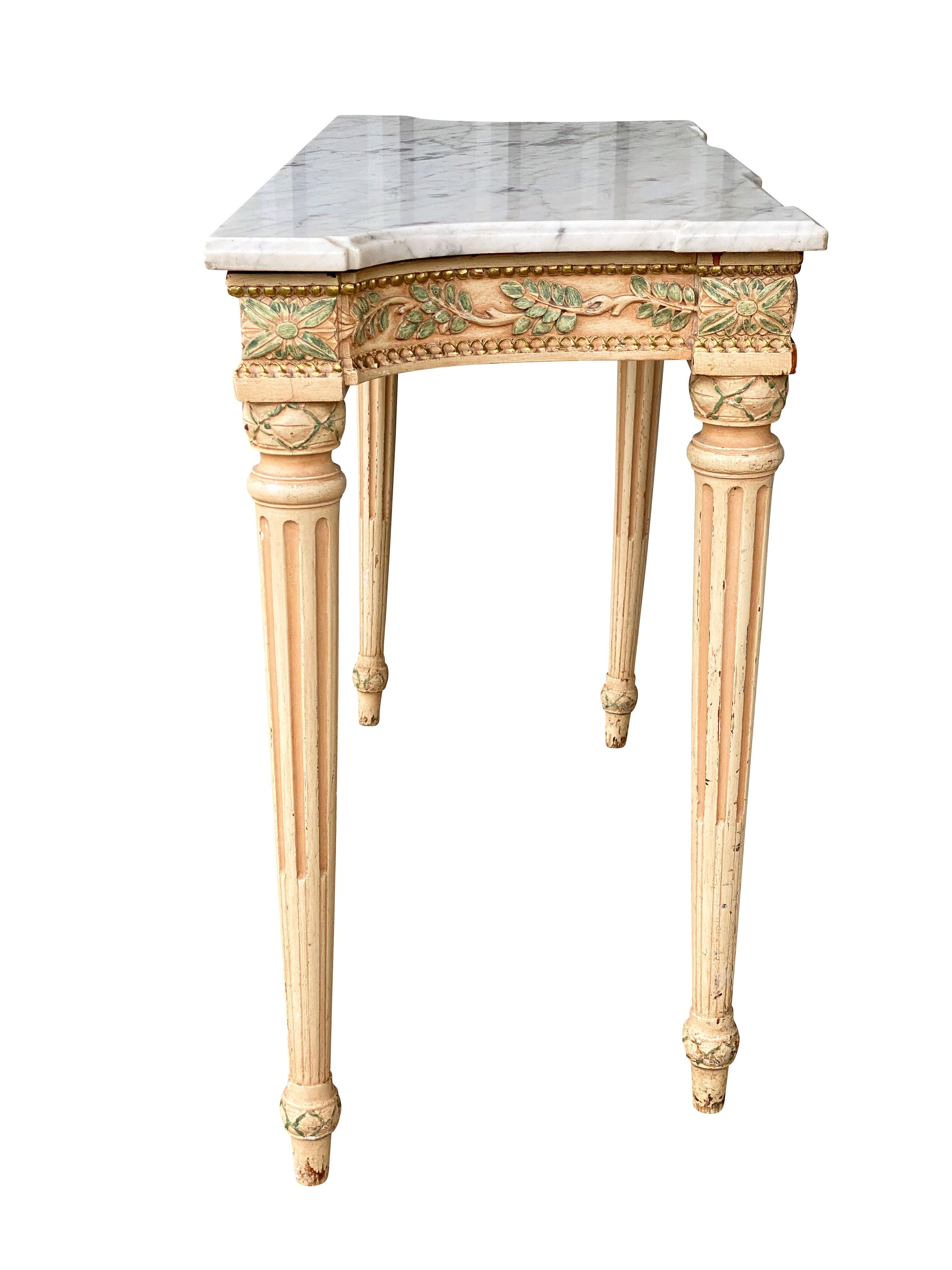Painted Maison Jansen Louis XVI Style Marble-Top Console Table
