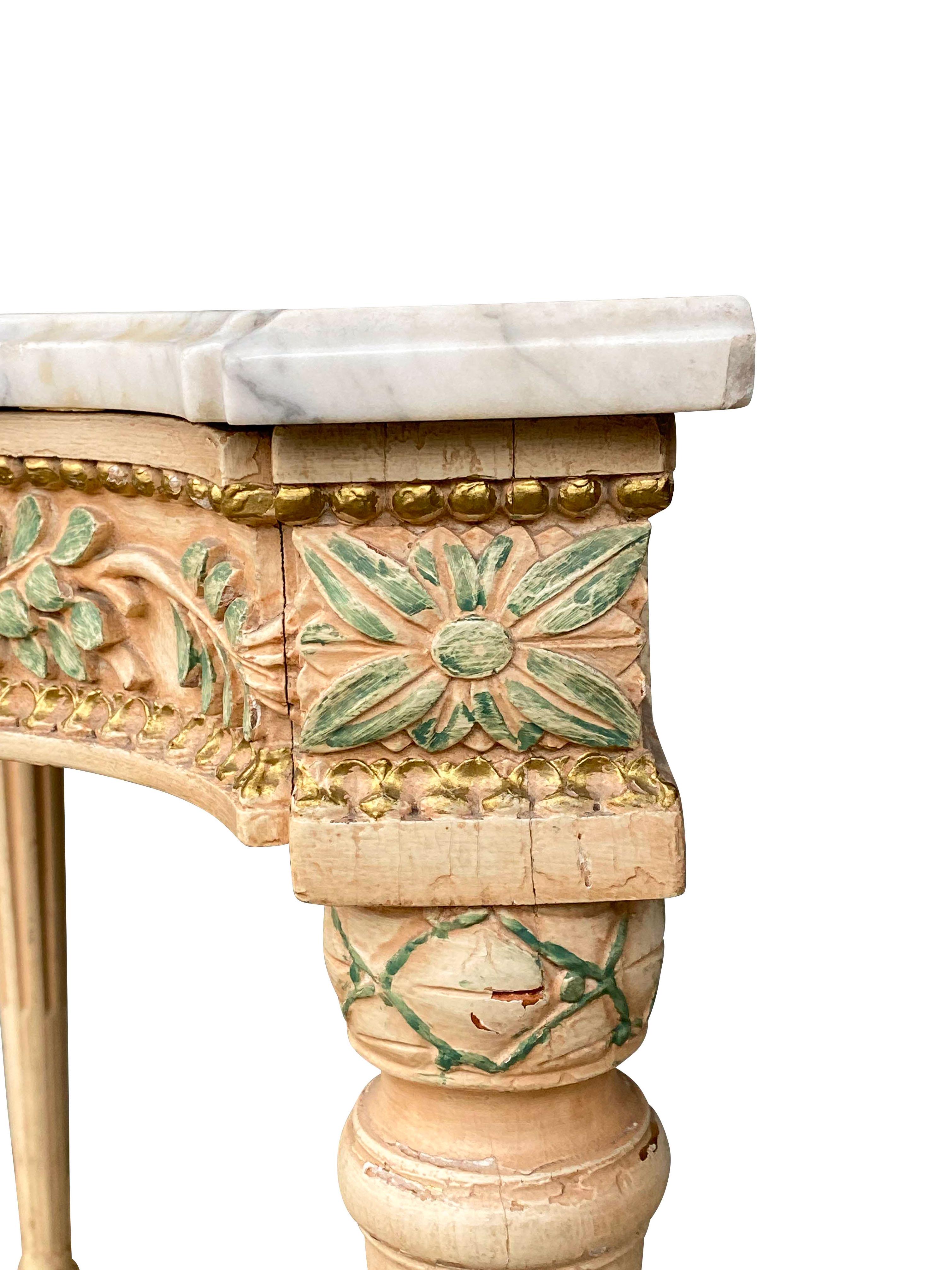 Wood Maison Jansen Louis XVI Style Marble-Top Console Table