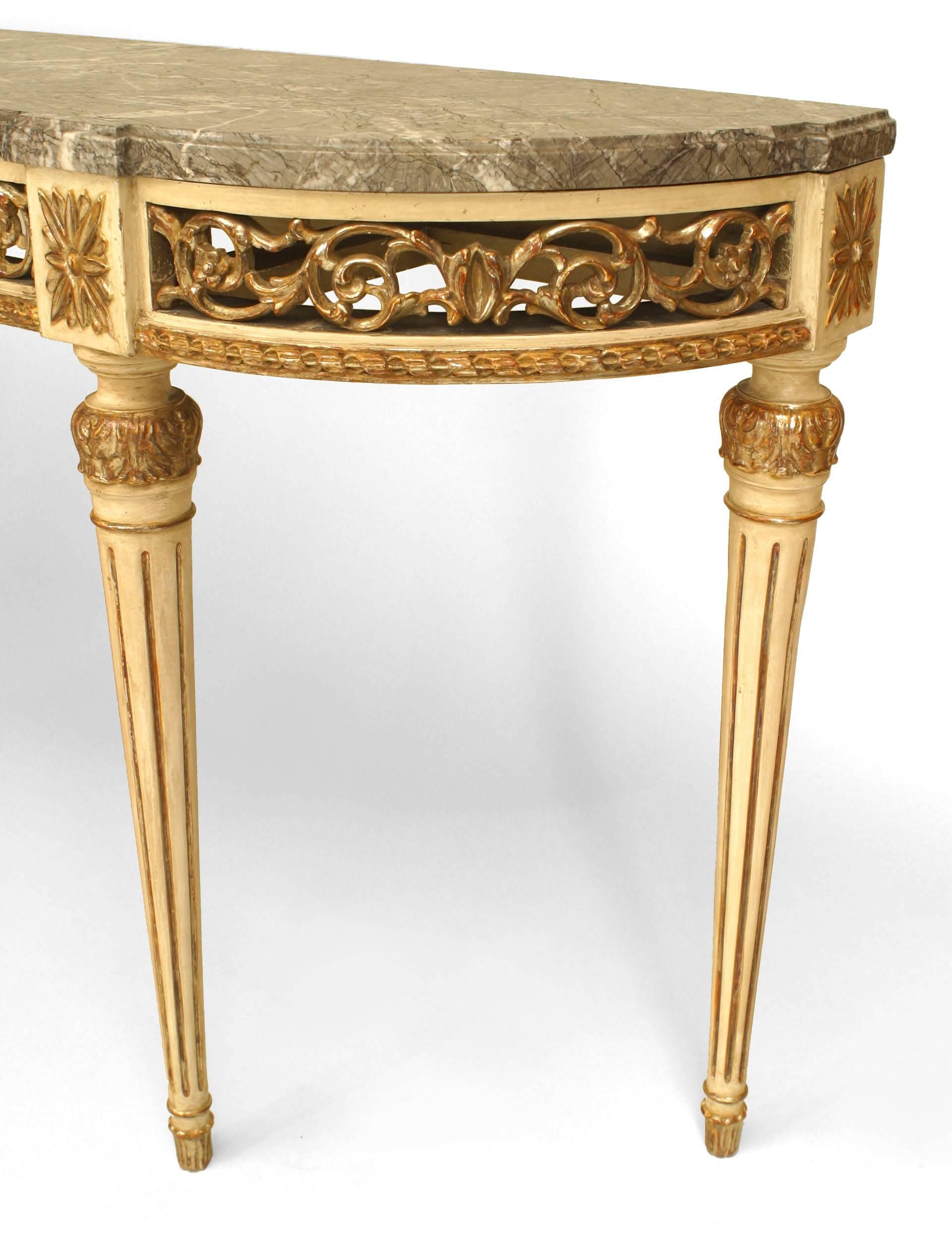 Jansen French Louis XVI Style Gilt Trimmed Marble Console Table In Good Condition In New York, NY