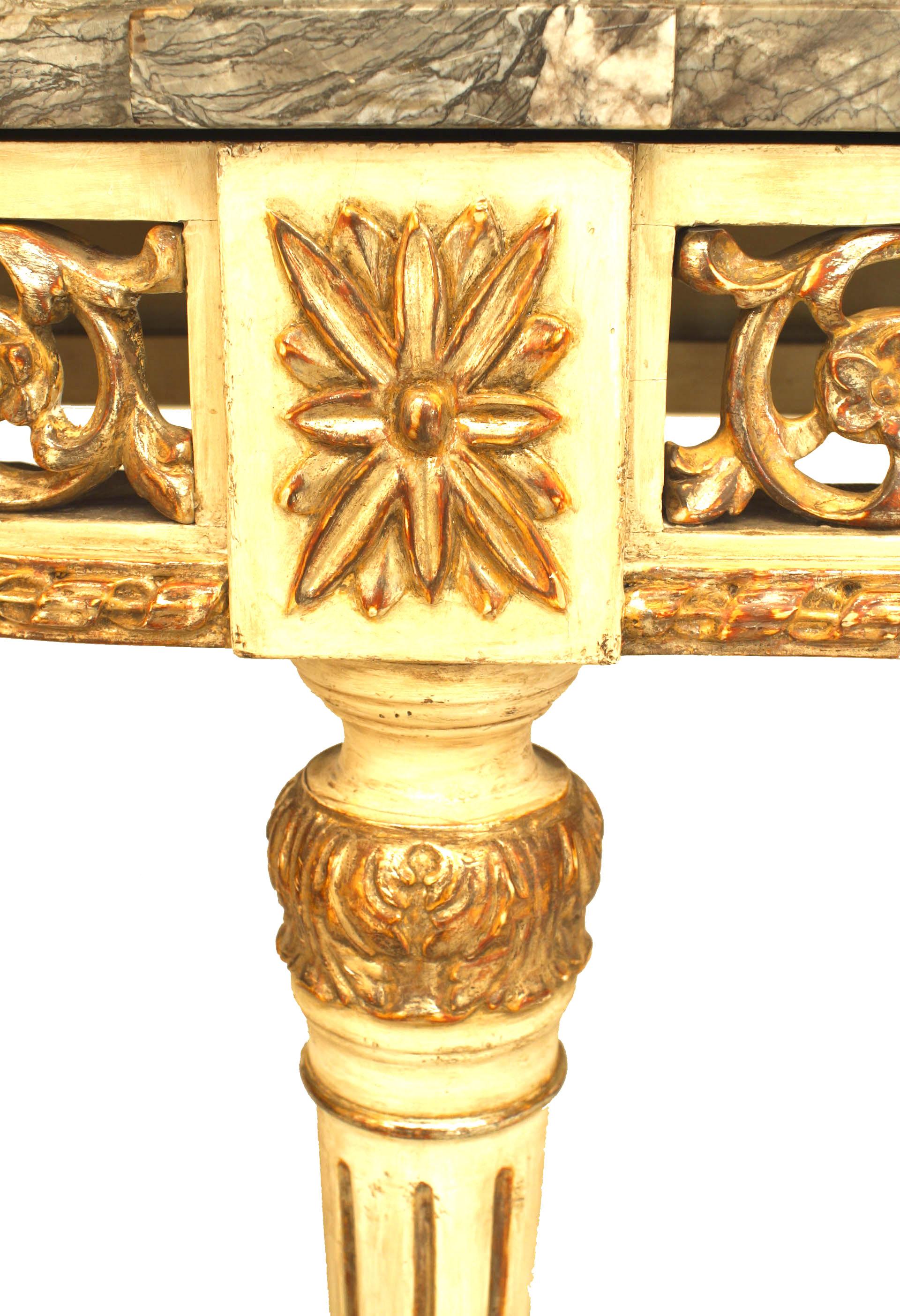 20th Century Jansen French Louis XVI Style Gilt Trimmed Marble Console Table