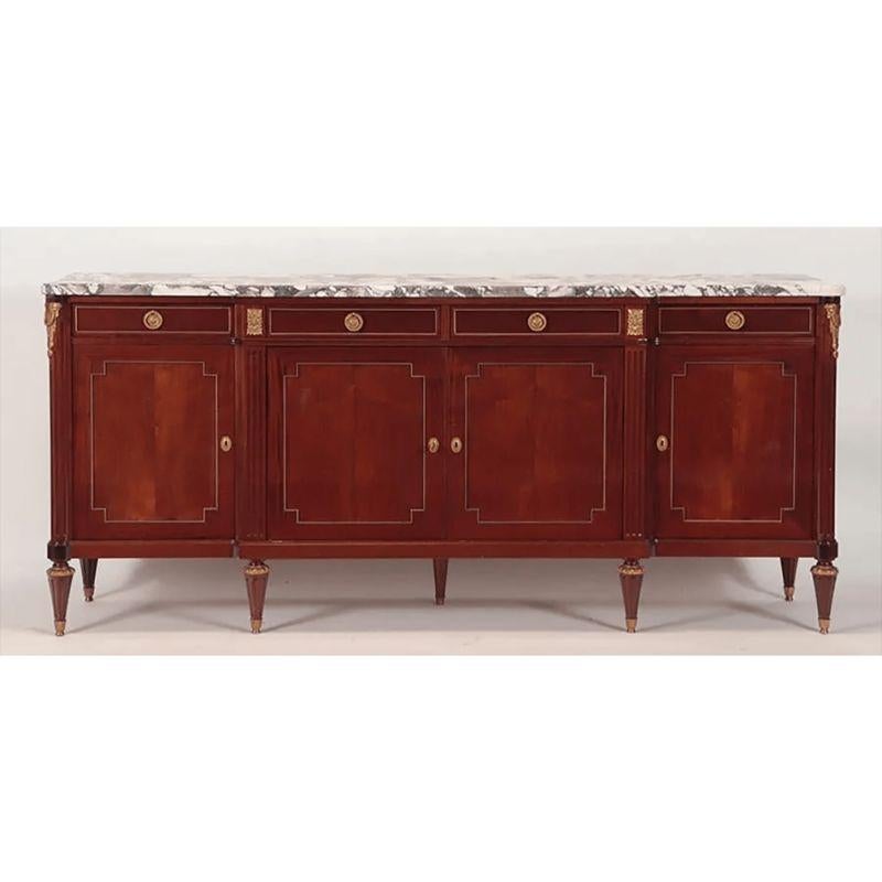 Maison Jansen Louis XVI Style Sideboard, Cabinet, Credenza, Bronze, Marble Top For Sale 2