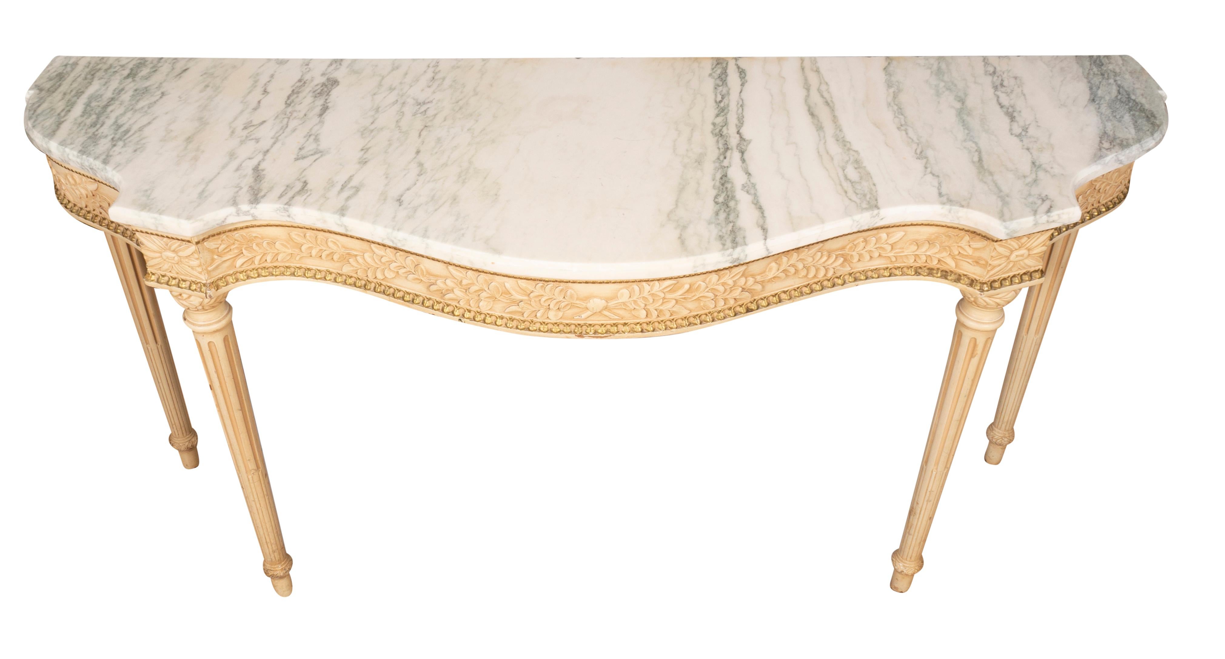 French Maison Jansen Louis XVI Style White Painted Console Table From The Waldorf For Sale