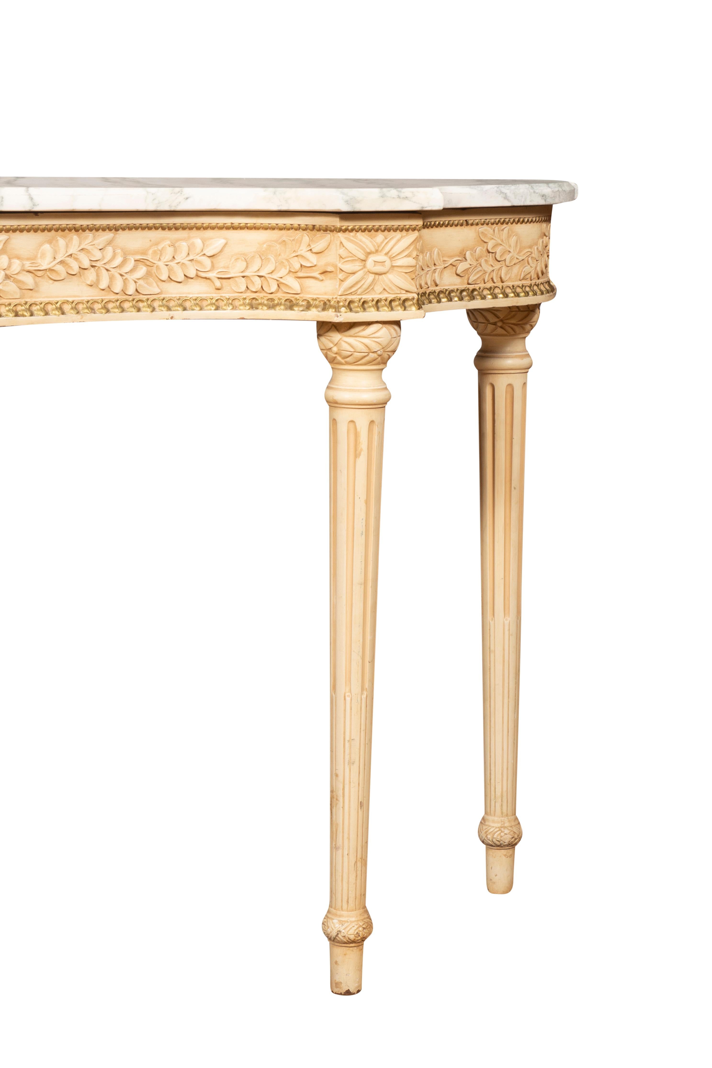 Maison Jansen Louis XVI Style White Painted Console Table From The Waldorf In Good Condition For Sale In Essex, MA