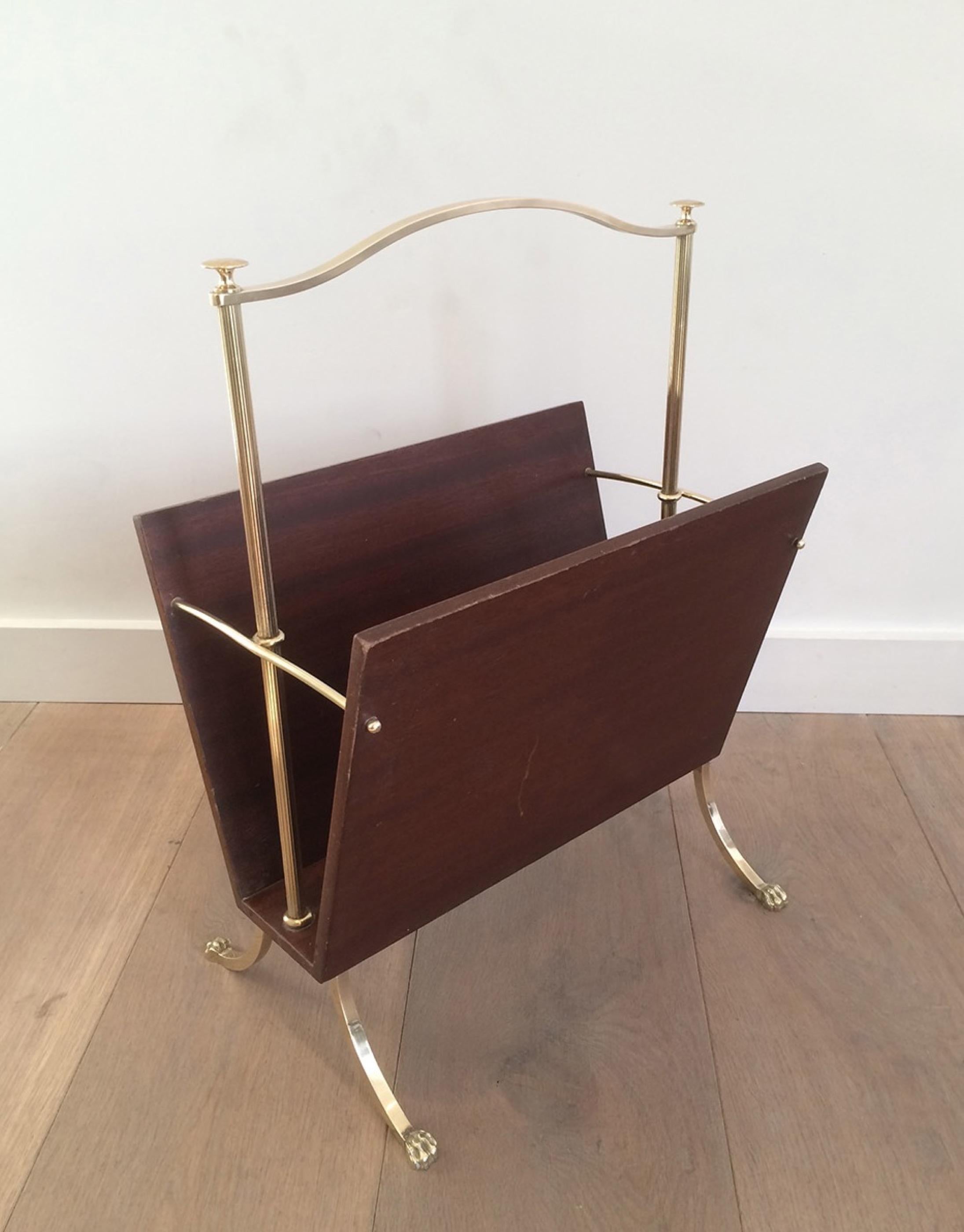 French Maison Jansen, Magazine Rack with Claw Feet, Circa 1940 For Sale