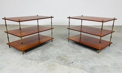 Maison Jansen Mahogany And Brass 3-Tier Side Or End Tables -France Circa 1940