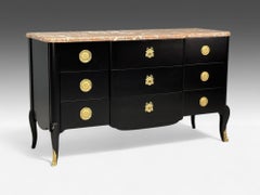 Maison Jansen, Mahogany, Bronze, Marble, Ebonized Commode, France, 1940s