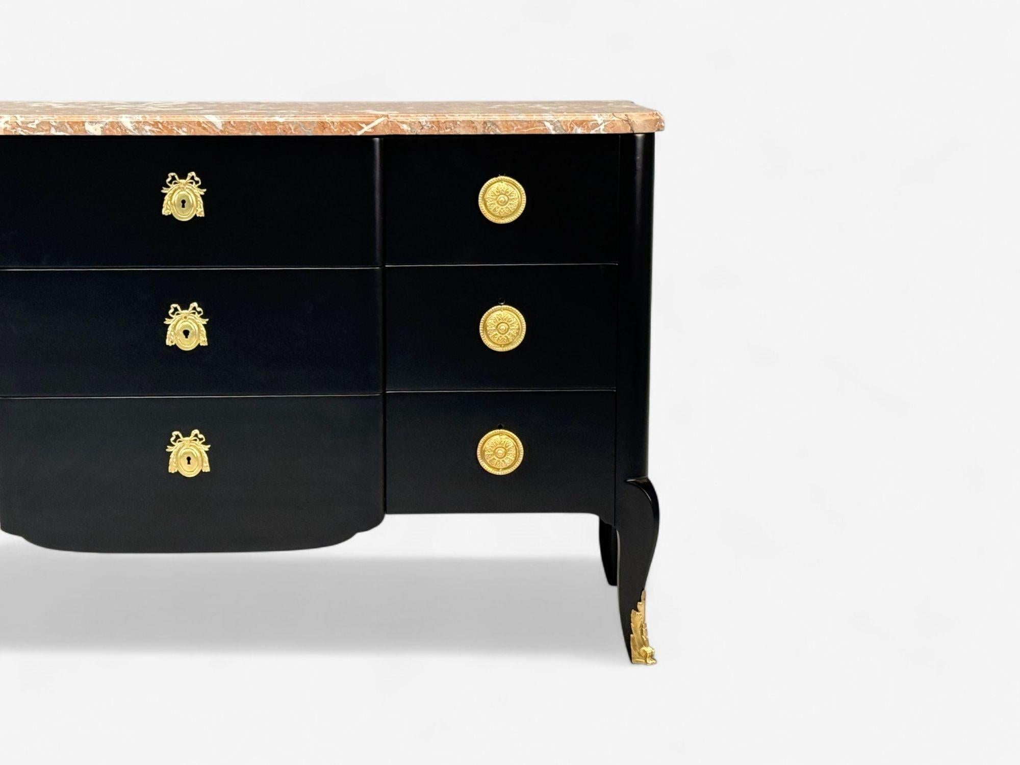 Maison Jansen, Mahagoni, Bronze, Marmor, ebonisierte Kommode, Frankreich, 1940er Jahre im Angebot 3