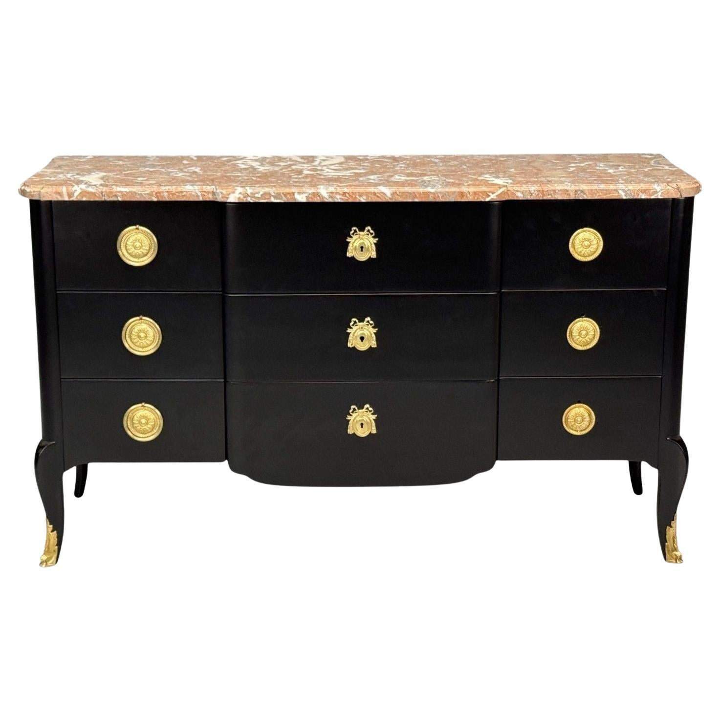 Maison Jansen, Mahagoni, Bronze, Marmor, ebonisierte Kommode, Frankreich, 1940er Jahre im Angebot