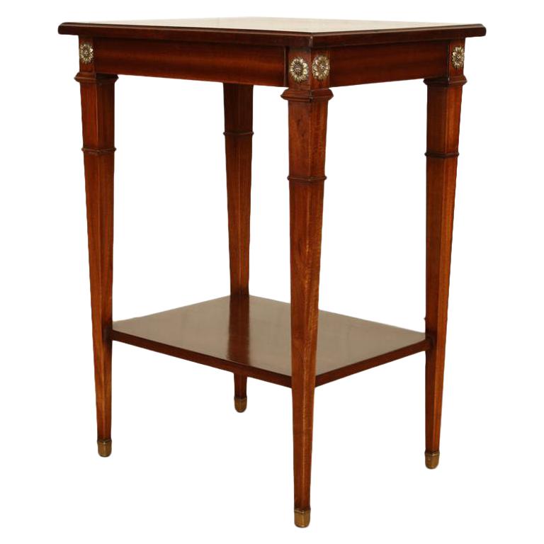 Maison Jansen Mahogany Occasional Table with Bronze Rosettes and Single Drawer