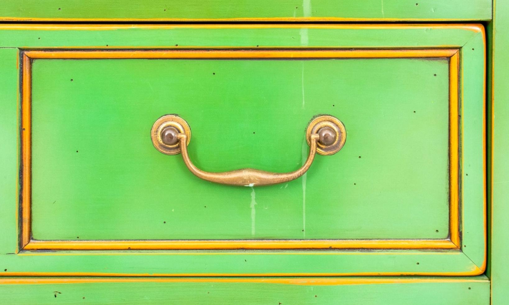 Modern Maison Jansen Manner Green Lacquer and Gilt Chest For Sale