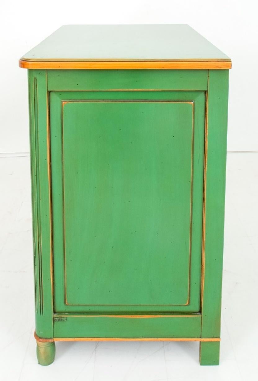 Contemporary Maison Jansen Manner Green Lacquer and Gilt Chest For Sale