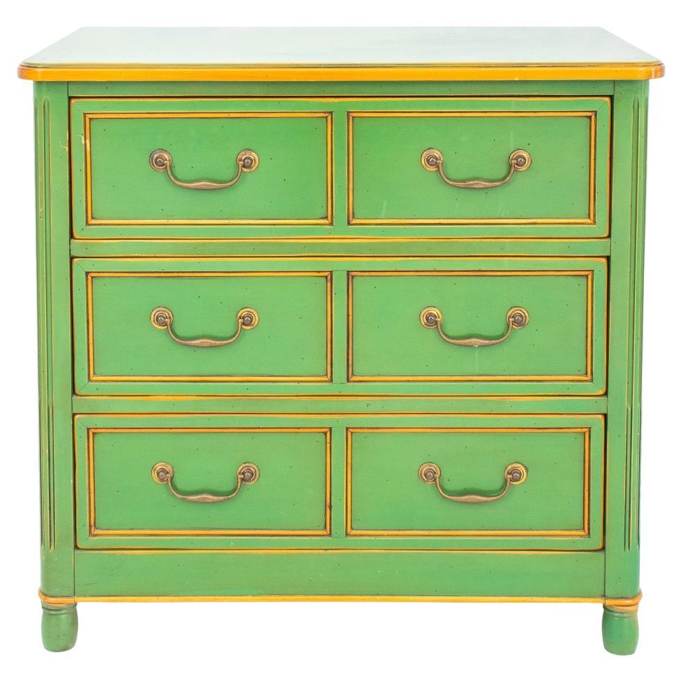 Maison Jansen Manner Green Lacquer and Gilt Chest For Sale